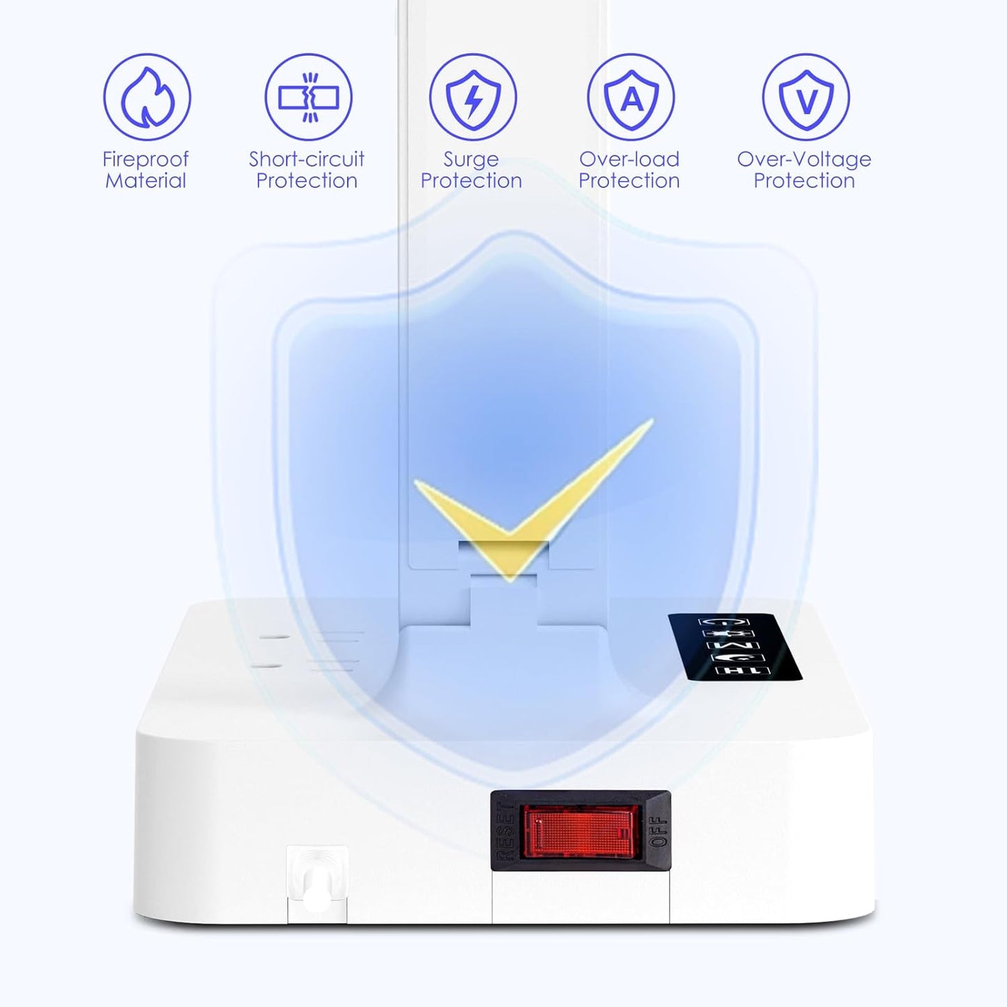 Infiway LED Desk Lamps for Home Office: Desk Lamp with USB Charging Port - 1 USB-A, 1 Type-C Ports, 2 AC Power Outlets, Touch Control Dimmable 5 Color 5 Brightness, Night Light(White)