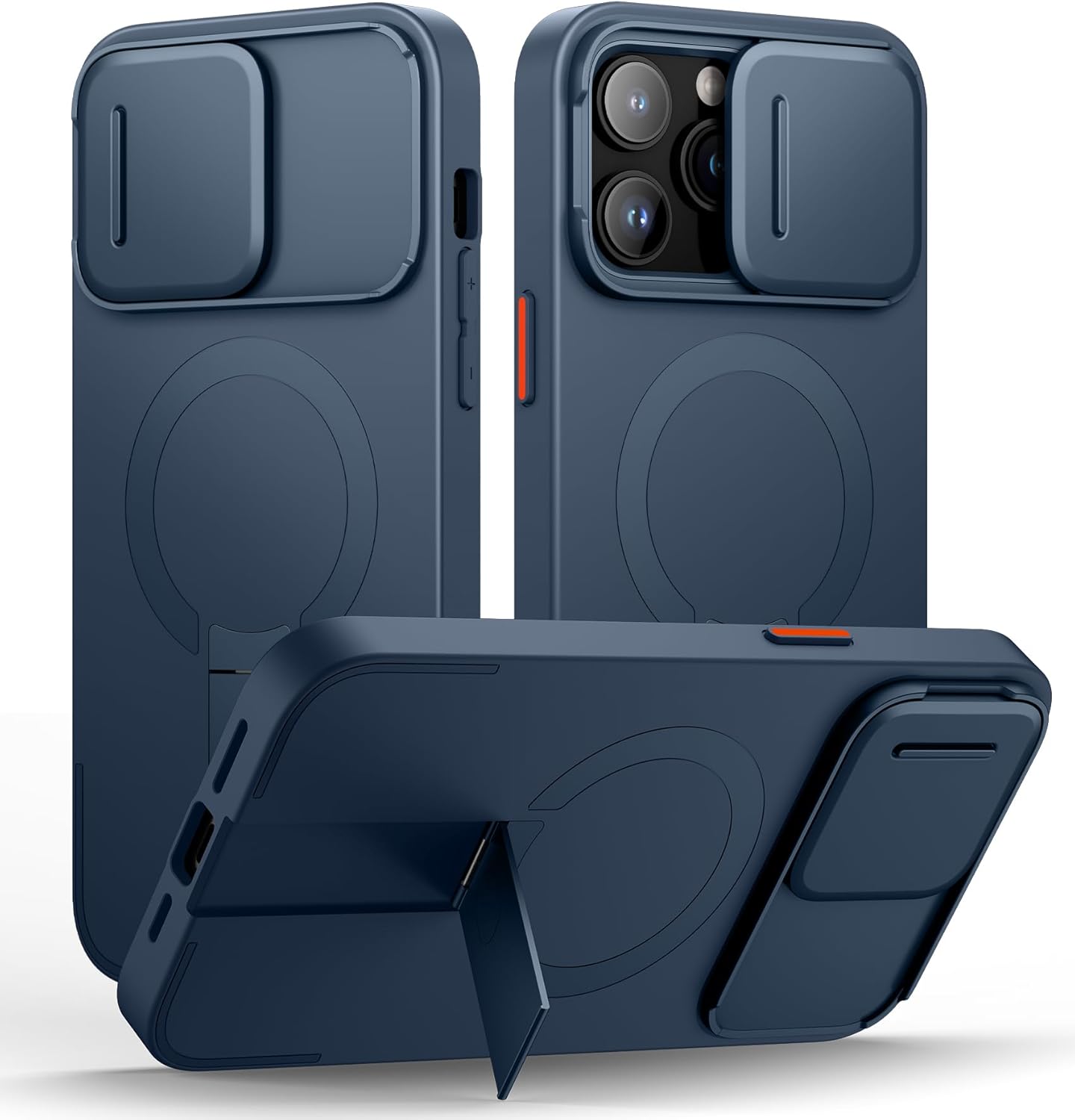 SURITCH for iPhone 14 Pro Max Case with Magnetic Camera Slide Cover and Adjustable Kickstand, Compatible with MagSafe, Shockproof Bumper Case Slim Protective Cover 6.7 Inch, Blue