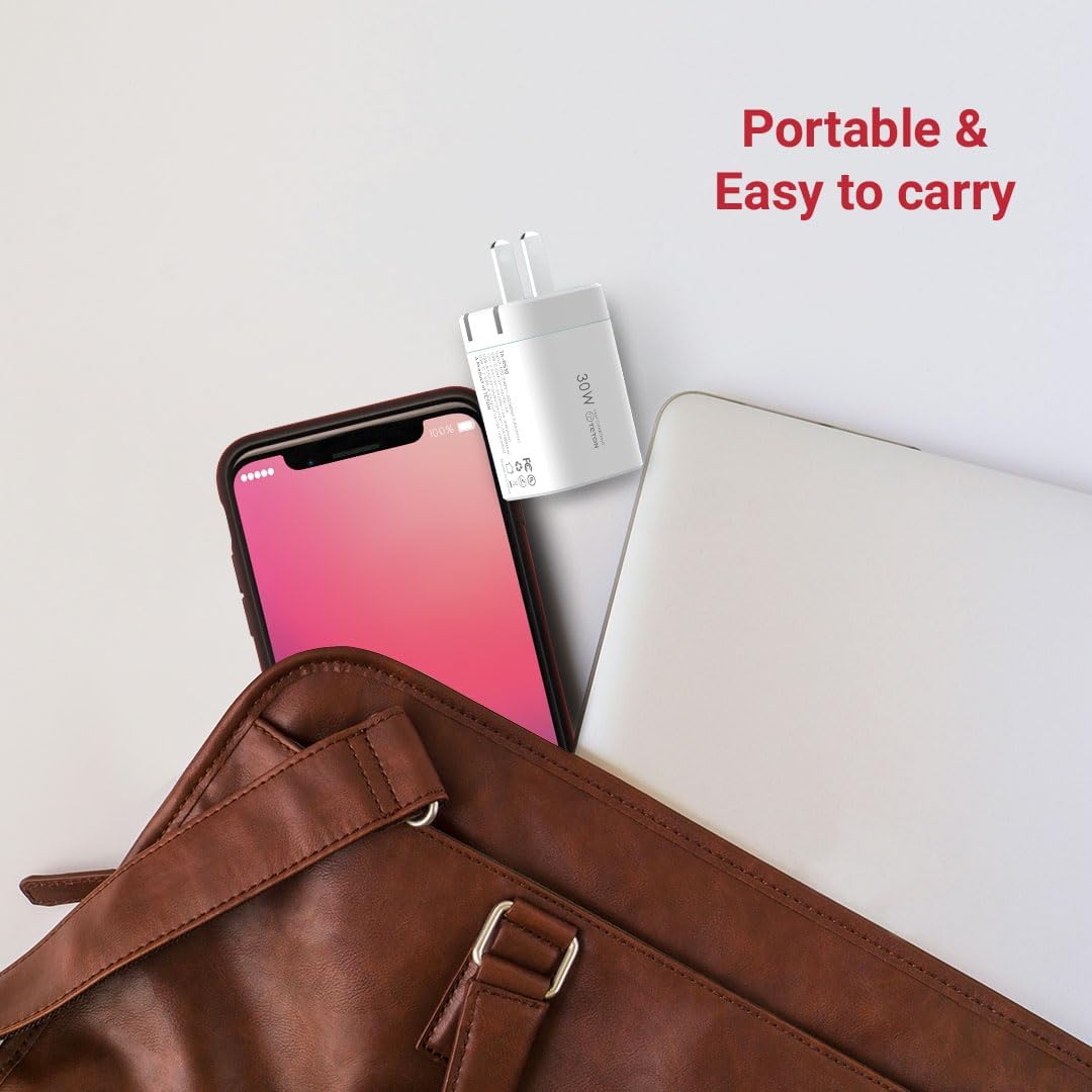 30W USB-C Fast-Charger Adapter,(Foldable) TETON ELECTRONICS PD Wall Charger Block PD QC 3.0 PPS Dual Port Type C Charger for iPhone16/15/14/13,Samsung S21/S22,Note 20,Pixel 7/8 pro,iPad, AirPods.