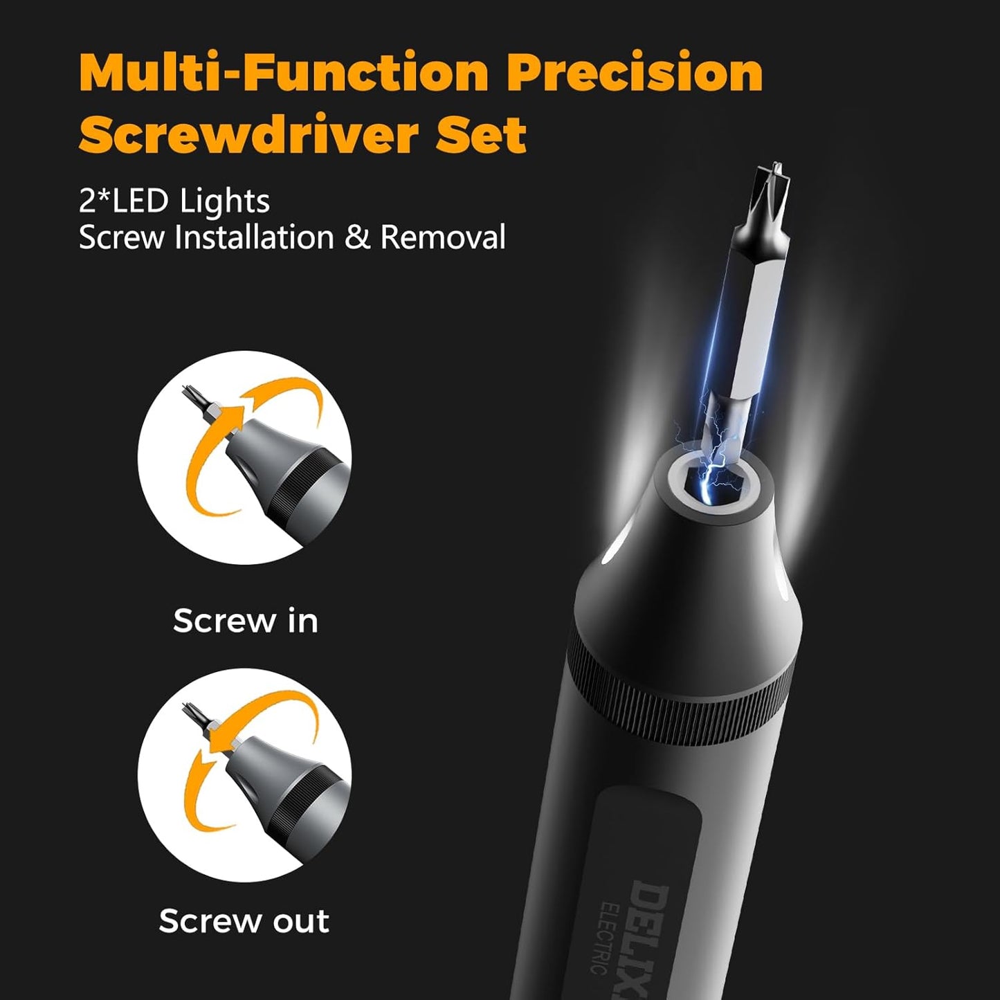 72 in 1 Electric Screwdriver Kit, 3.7V Dual-Head Precision Screwdriver Set with 3.5N.m Manual Screwdriver and 0.3N.m Mini Electric Screwdriver, Magnetic Case for Repair Cameras, Laptops, DIY Kits