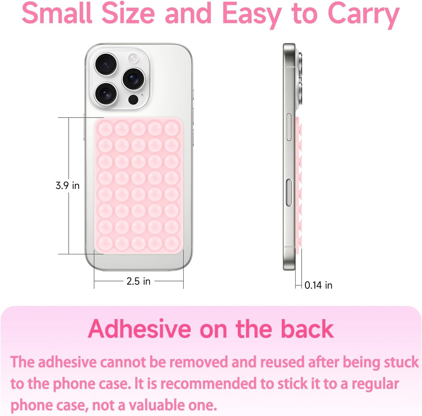 Silicone Suction Phone Case Mount, Non Slip Suction Cup Phone Mount, Phone Accessories Holder for Selfies and Videos, Silicon Adhesive Phone Stand Sticky for Cell Phone Dark Pink