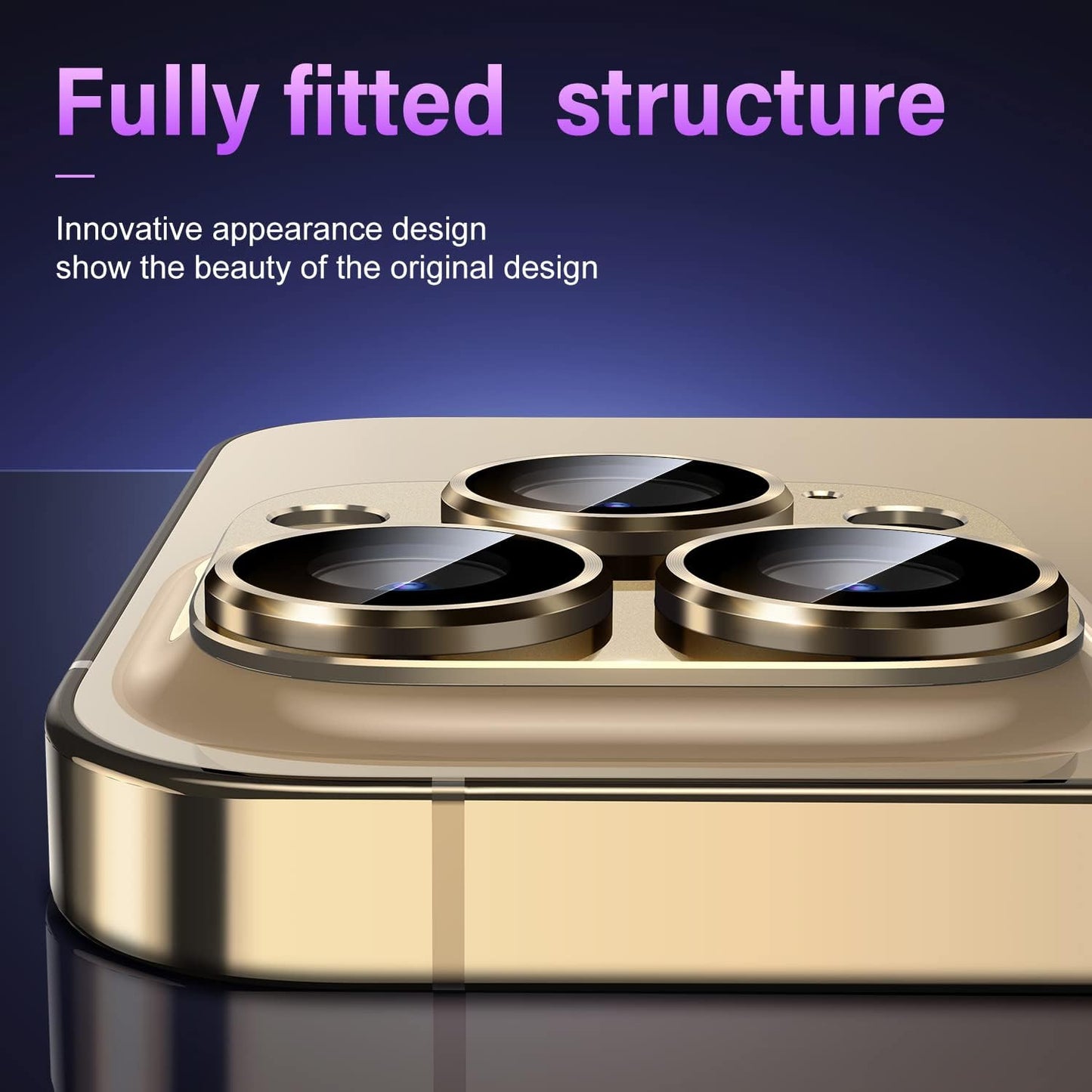 Uyiton for iPhone 14 Pro/iPhone 14 Pro Max Camera Lens Protector, [Drop Protection] 9H Tempered Glass Camera Cover screen Metal Ring Case Friendly Scratch Resistant Easy to Install Gold