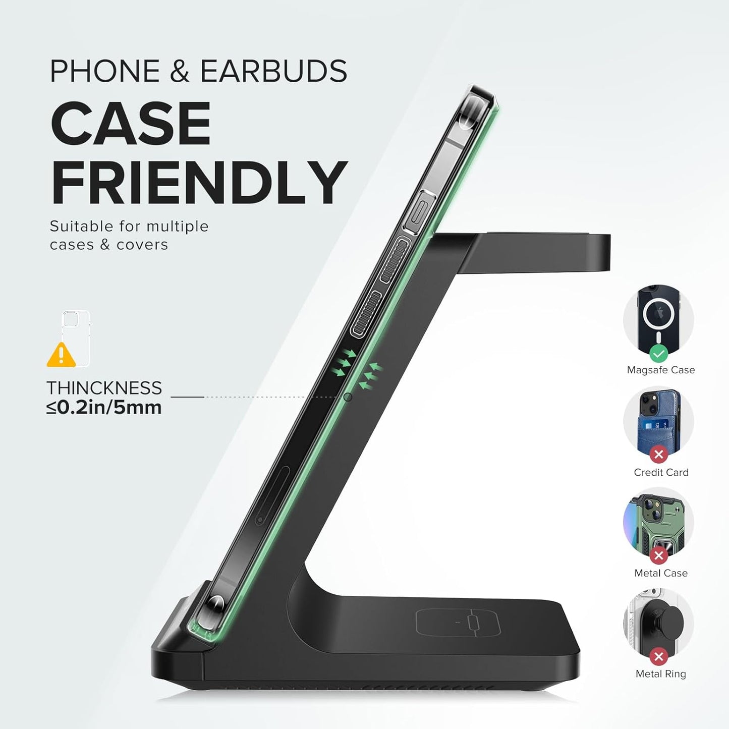 Wireless Charging Station, 3 in 1 Fast Wireless Charger Stand for Multiple Devices Apple Watch Ultra Series 10 9 8 7 6 SE 5 4 3 2, iPhone 16 15 14 13 12 11 Pro Max/Plus/Mini/X/XS/XR, Airpods Pro