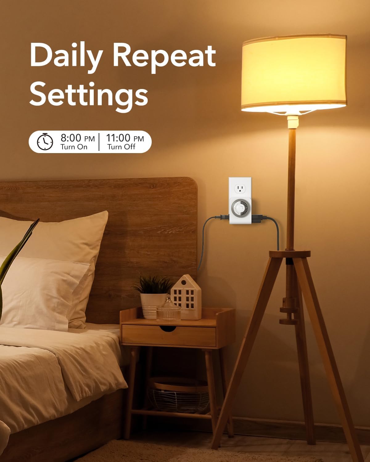 BN-LINK Outlet Timer with 2 Grounded Outlets, Mechanical Light Timer for Electrical Outlet Indoor, 24-Hour 3-Prong for Lamp,Indoor Lighting,Fan and Christmas Light (1 Pack-3Prong(Dual Outlet))