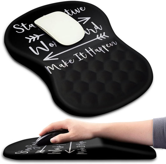 Mouse Pad Wrist Support, Ergonomic Mouse Pad with Massage Dot, Comfortable Computer Mouse Pad for Laptop, Wrist Rest Pain Relief Mousepad with Non-Slip PU Base for Office & Home, 12 x 8 in
