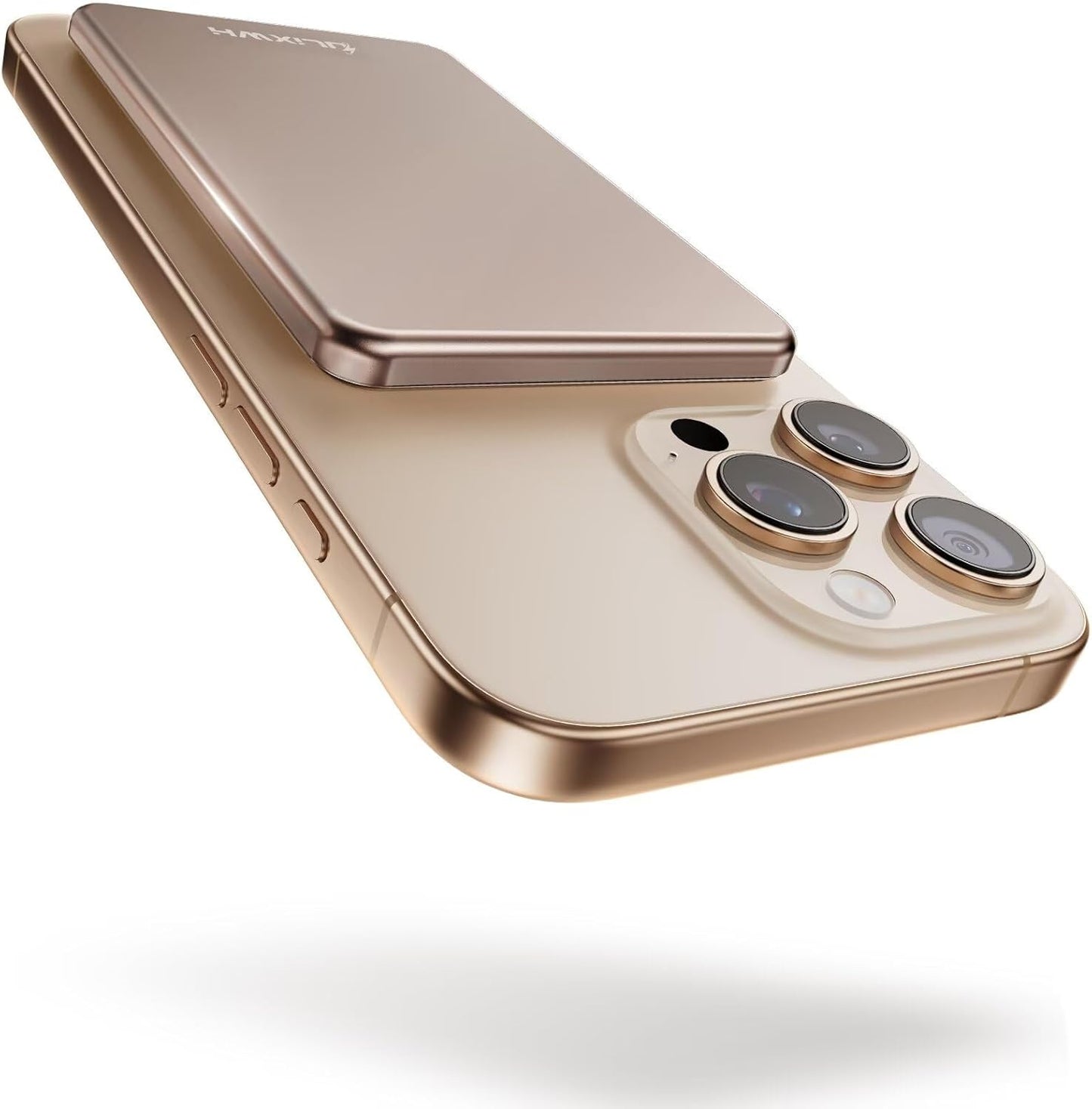 [0.3" Ultra Slim] [Alloy-Made] Magsafe Portable Charger for iPhone, 2025 Upgrade 5000mAh Fast Charging Magnetic Power Bank, Wireless Battery Pack for iPhone 16 15 Pro Max 14 13 12, Desert Gold