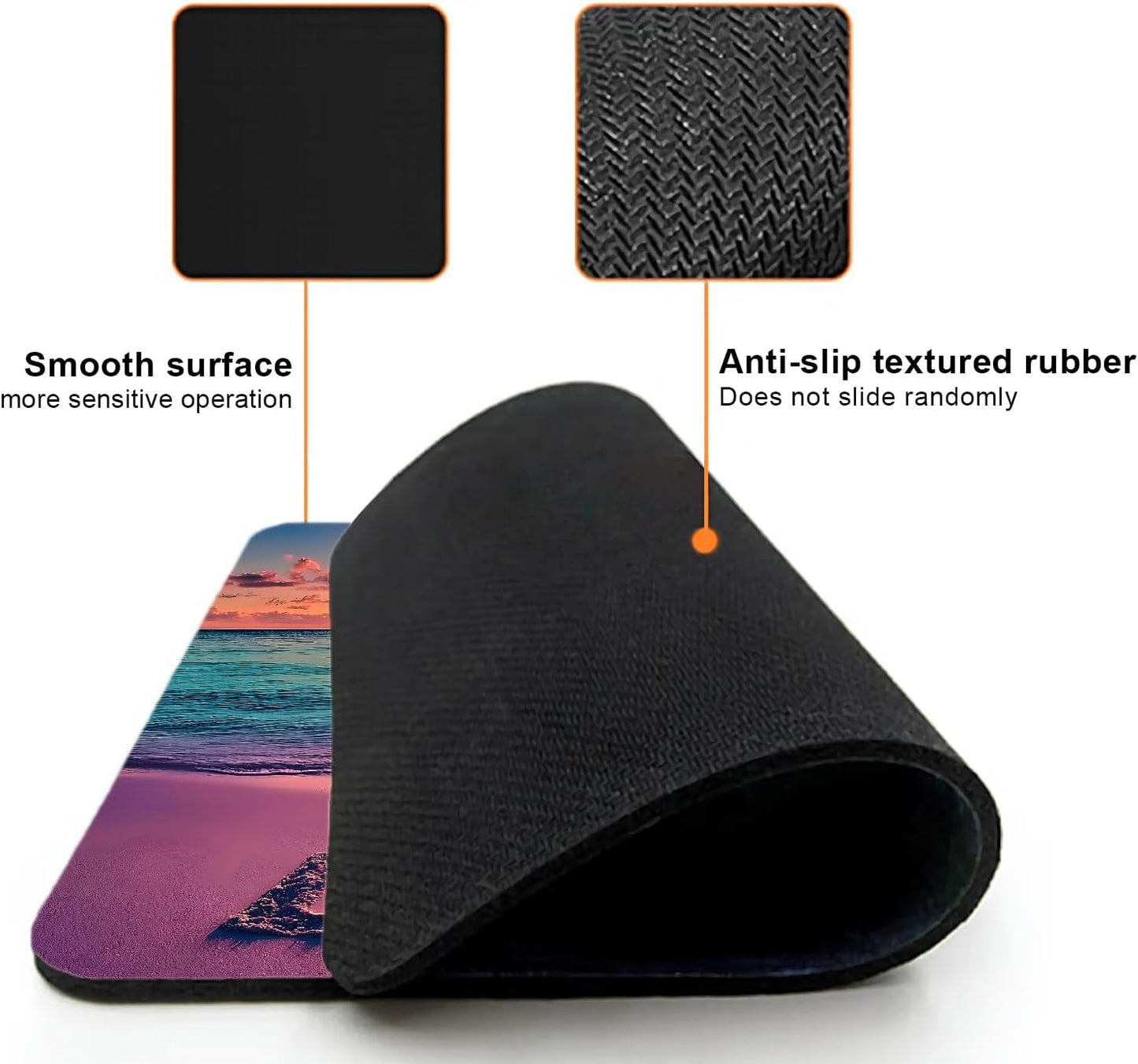Mouse Pad, Cute Sunset Beach Mouse Pads for Desk, 9.5" x 7.9" Non-Slip Rubber Base Computer Mousepad with Women, Portable Square Design for Wireless Mouse and Pad Laptop Office & Travel