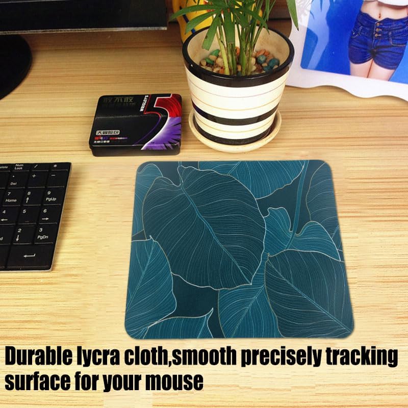 Mouse Pad, Gaming Mouse Pad, Non-Slip Rubber Base Mouse Mat with Designs for Laptop, Computer & Office, 9.5 x 7.9 x 0.12 inches (Leaf)