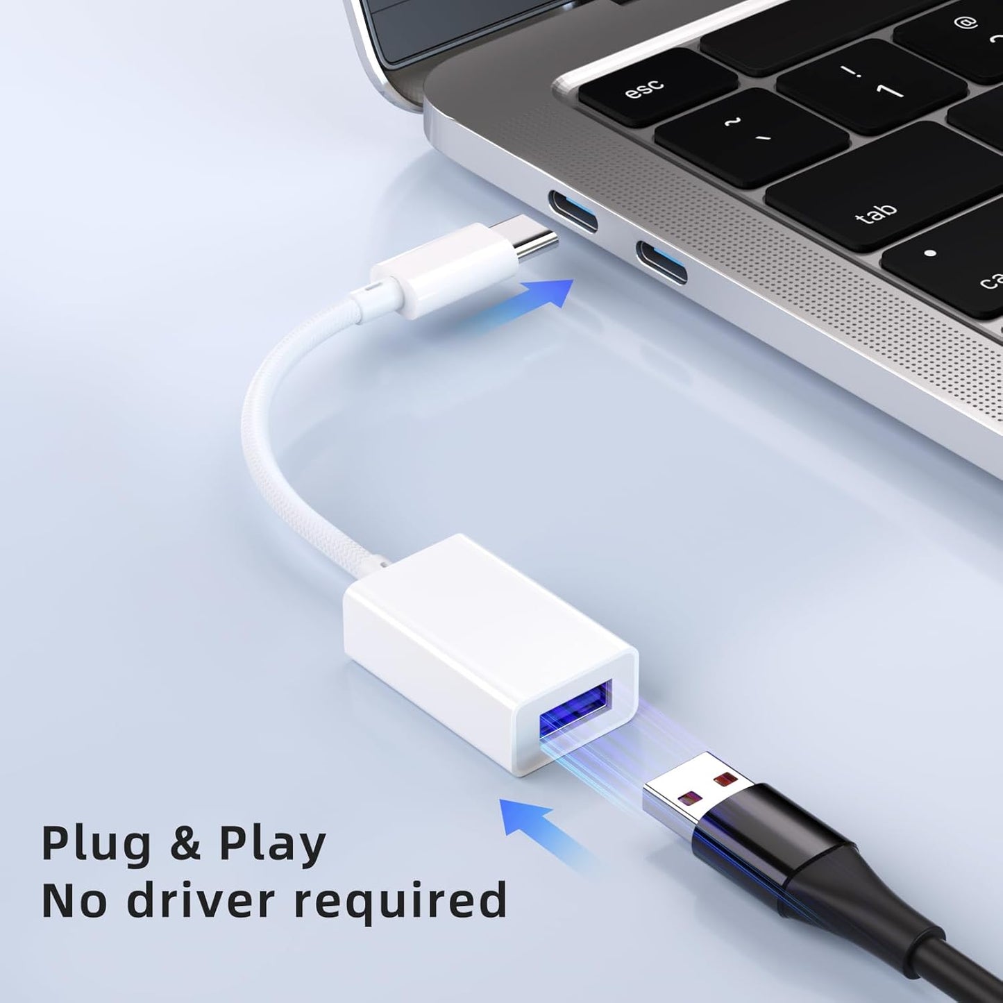 USB C to USB 3.0 Adapter 2 Pack, USB C Male to USB Female OTG Cable Thunderbolt3 to USB Adapter Compatible with MacBook Pro/Air, iPhone 16 Pro Max/16 Plus/16/15, Galaxy S24/S23/S22/S21