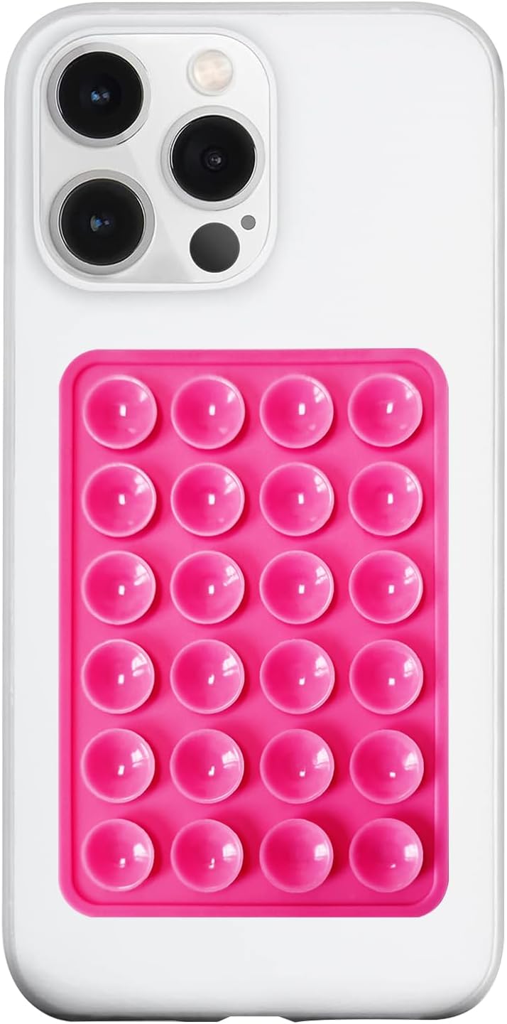 Silicone Suction Phone Case Mount, Silicon Adhesive Phone Accessory for Smartphones, Hands-Free Mirror Shower Phone Holder for Selfies, Tiktok Videos (Rose)