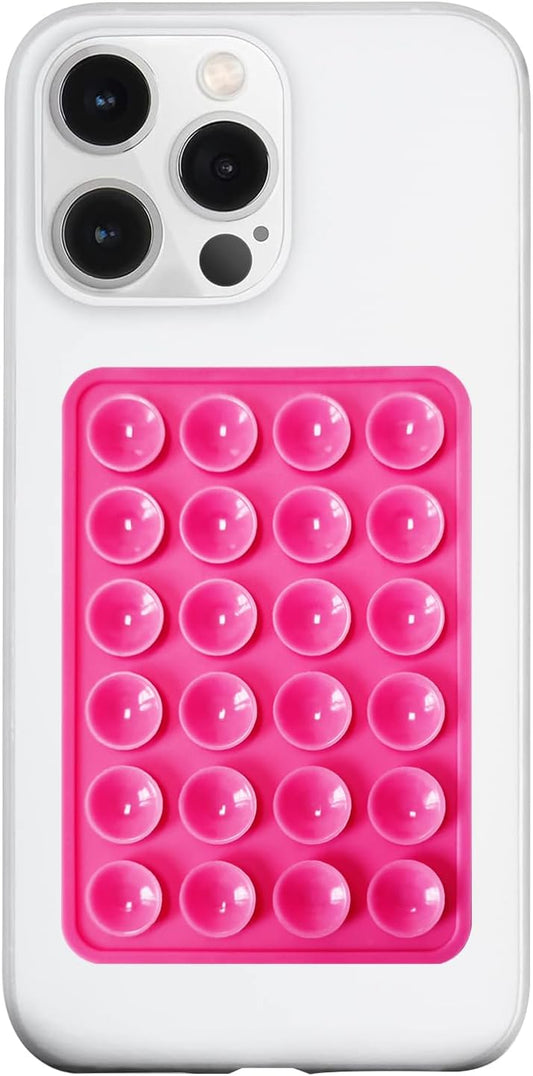 Silicone Suction Phone Case Mount, Silicon Adhesive Phone Accessory for Smartphones, Hands-Free Mirror Shower Phone Holder for Selfies, Tiktok Videos (Rose)