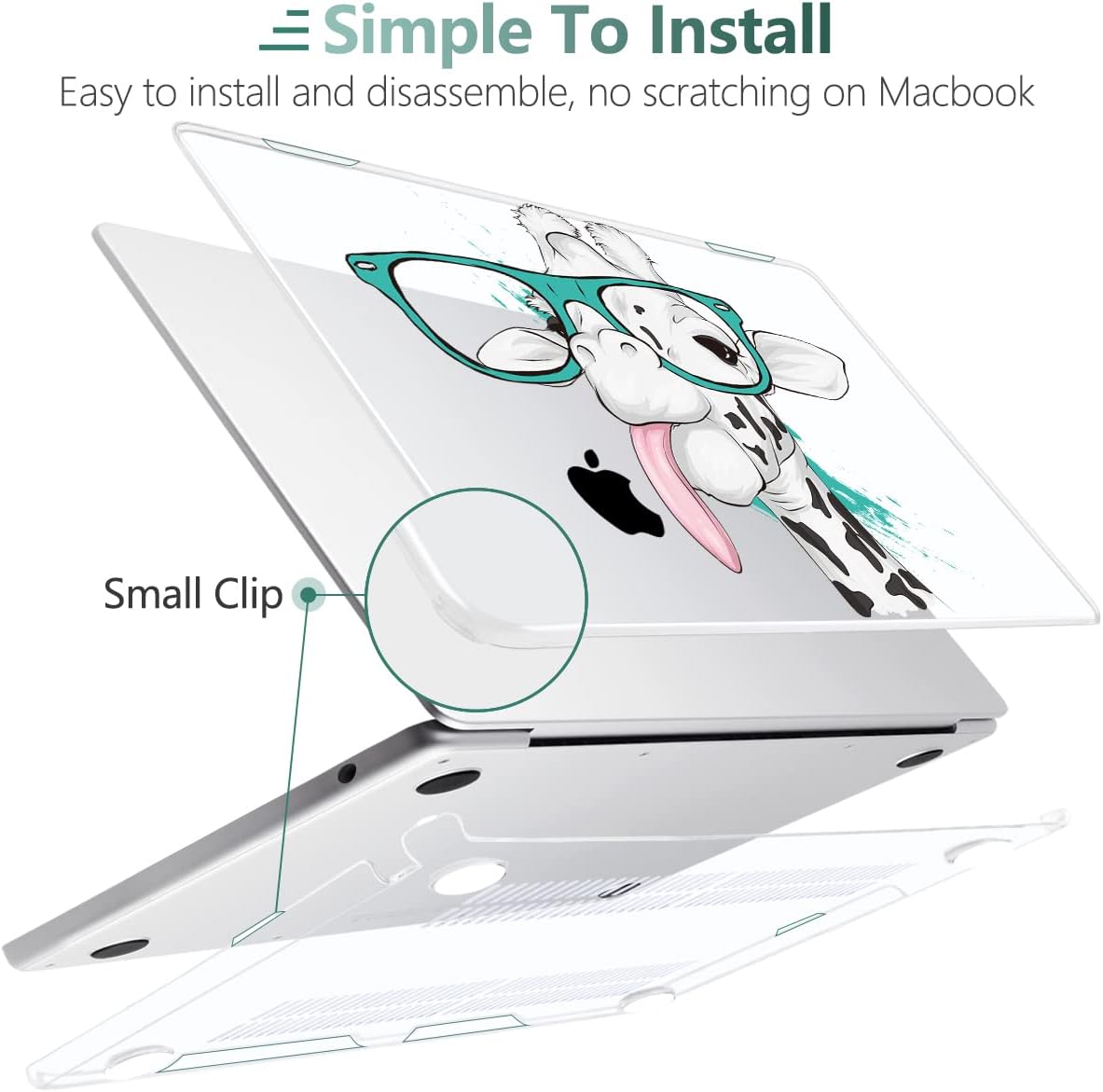 MEEgoodo Case for MacBook Air M4/M3/M2 13.6 inch 2025 2024 2022, Fit Model A3240 A3113 A2681, Compatible with MacBook Air 13 inch, Laptop Hard Shell Case with Keyboard Cover, Funny Giraffe