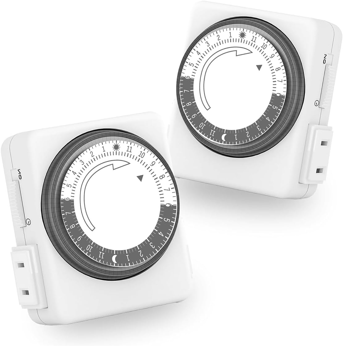 HBN Outlet Timer for Electrical Outlets Indoor, 24 Hour Mechanical Light Timers for Lamps, Dual 2-Prong Plug-in Outlets, 15-Minute Intervals, Heavy Duty Daily Cycle, 2 Pack