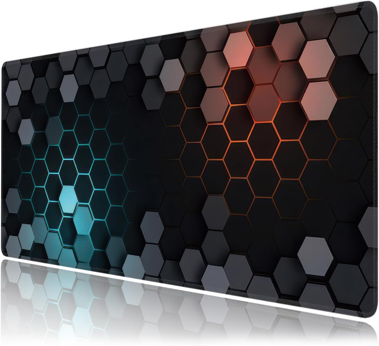 Hexagon Honeycomb Large Mouse Pad,Gaming Keyboard Desk Pad,Extended Mouse Mat Non-Slip Rubber Base with Stitched Edges for Office Game Home XXL 35.4"x15.7"