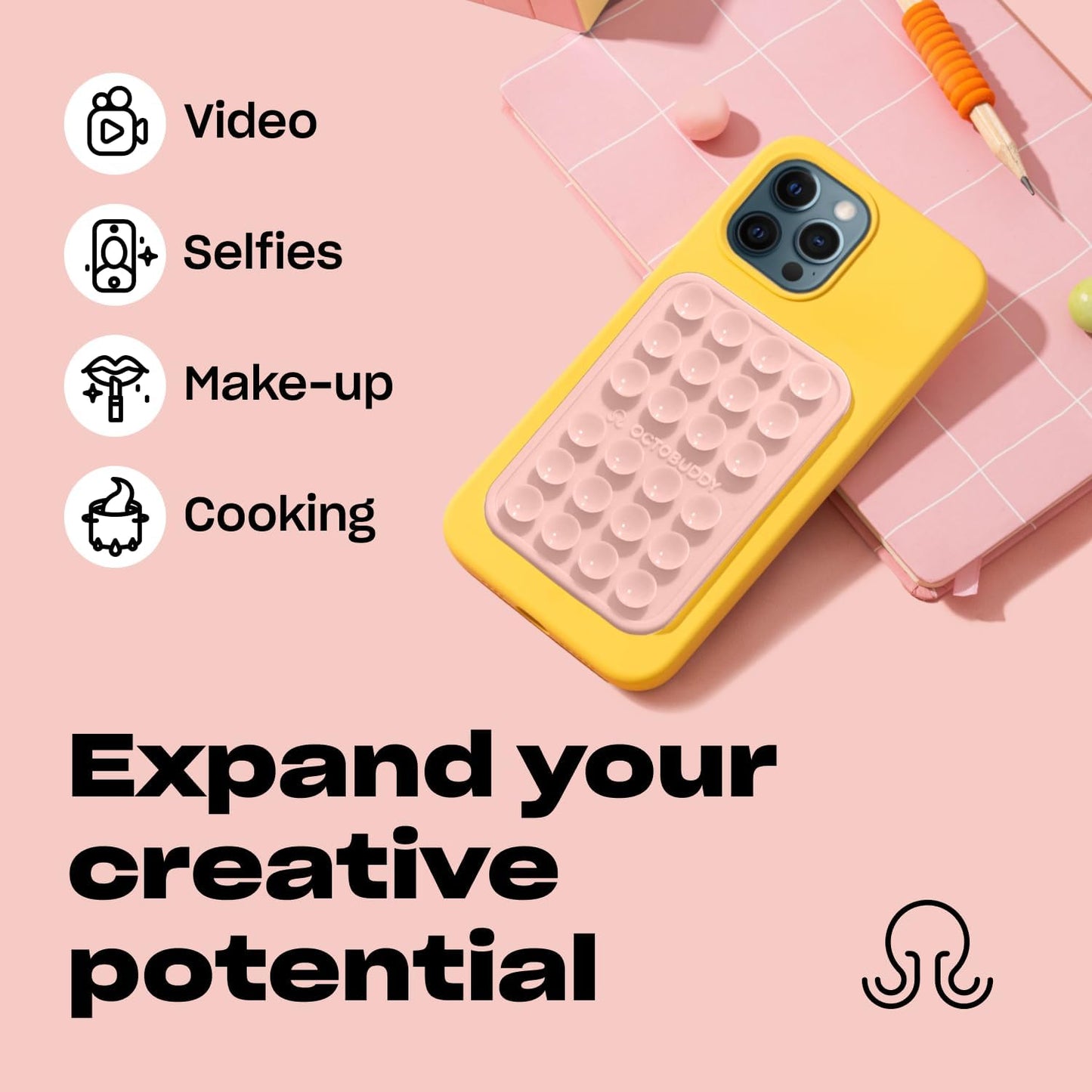 Classic MAX - Silicone Suction Phone Case Adhesive Mount - Hands-Free, Strong Grip Holder for Selfies and Videos - iPhone and Android Compatible - 2.6″ x 3.9″, Darth Vader