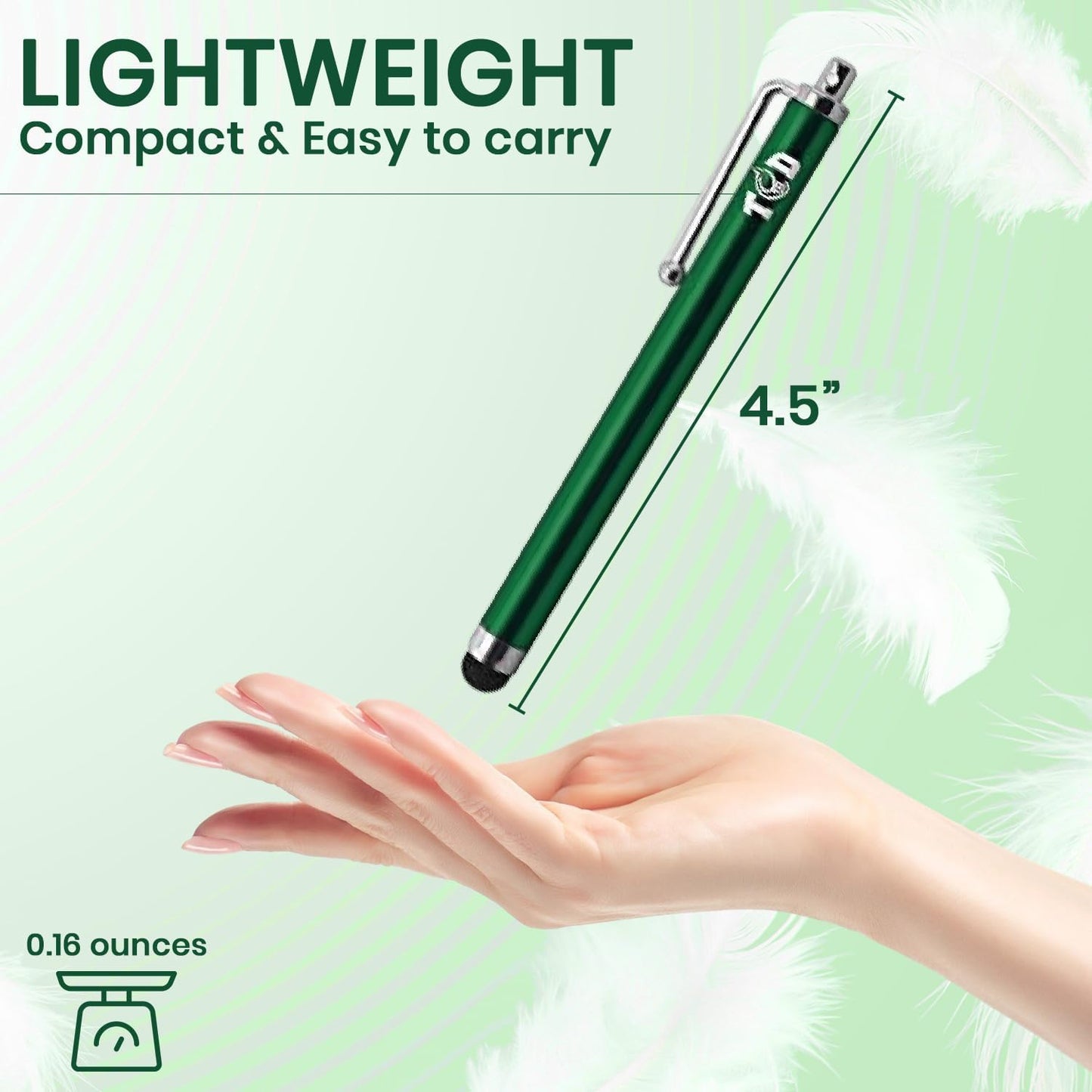 TCD 10-Pack Stylus Pen Set – Universal Capacitive Pen for iPad, iPhone, Tablet, Laptop – Premium Thick Rubber Tip Styluses for All Touchscreen Devices, Green