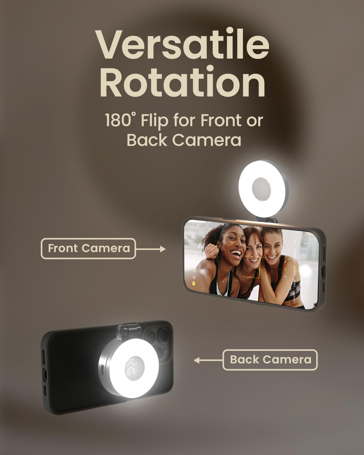 KraftGeek Magnetic Selfie Light for iPhone Magsafe, Portable Phone Ring Light for Video Recording, Rechargeable Lightweight Travel LED Cell Phone Light, Black