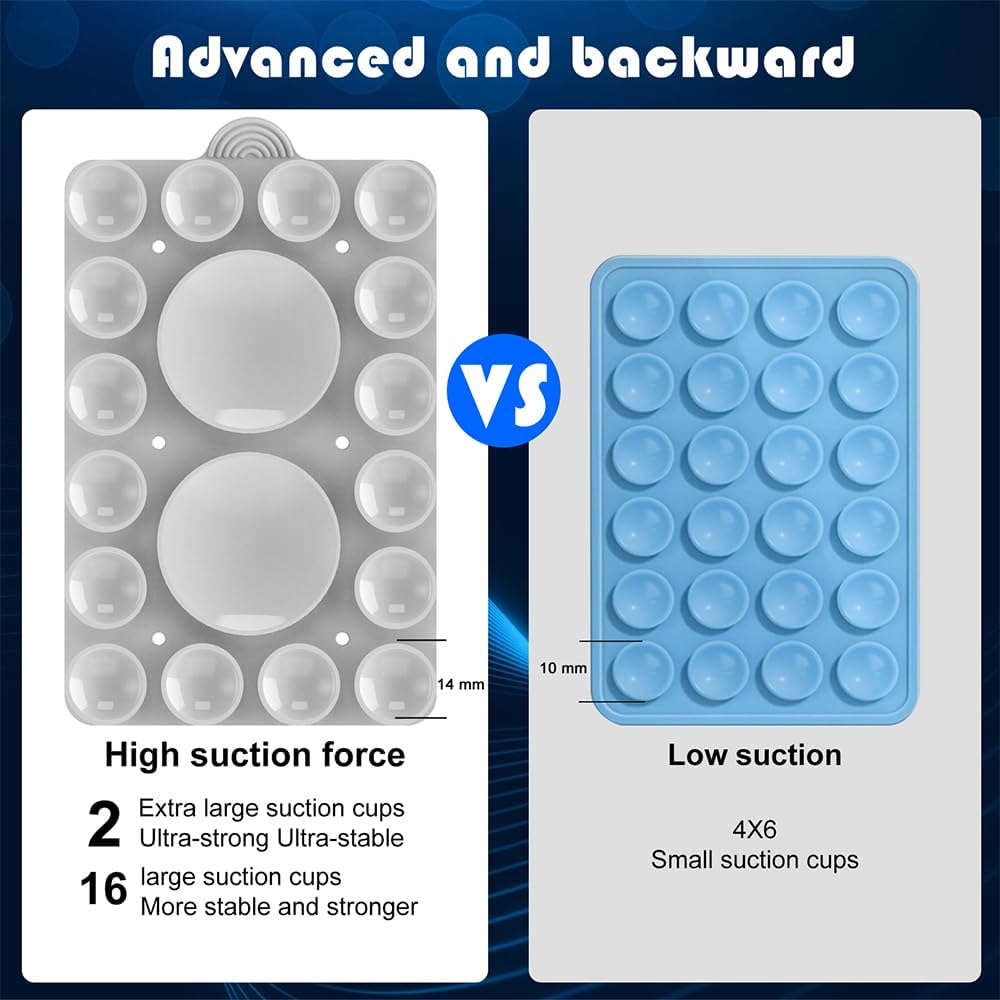 Silicone Suction Mount, Silicon Adhesive Phone Accessory for iPhone and Android, Hands-Free Mirror Shower Phone Holder, TikTok Videos and Selfies (Light Gray 2Pack, Double Sided)