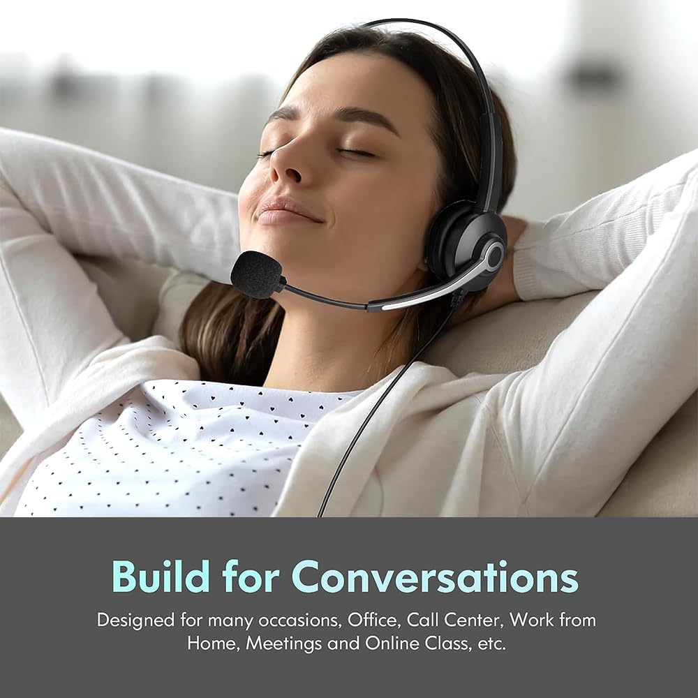 Wantek Headset with Microphone for PC Wired Headphones 3.5mm Headsets with Noise-Cancelling Microphone for Laptop - Computer Headphones with Mic in-line Control for Home