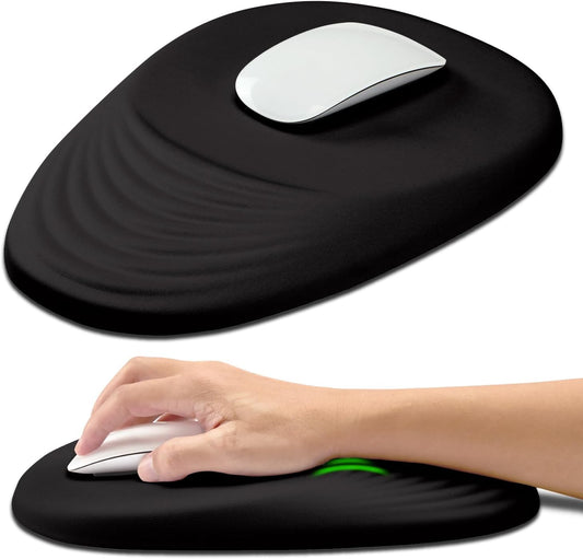 Hokafenle Ergonomic Mouse Pad Wrist Support with Stepped-Wedge Design, Wrist Rest Pain Relief Mousepad Filled with Memory Foam, Carpal Tunnel Mousepad for Wireless Mouse(12x8 inch, Black)