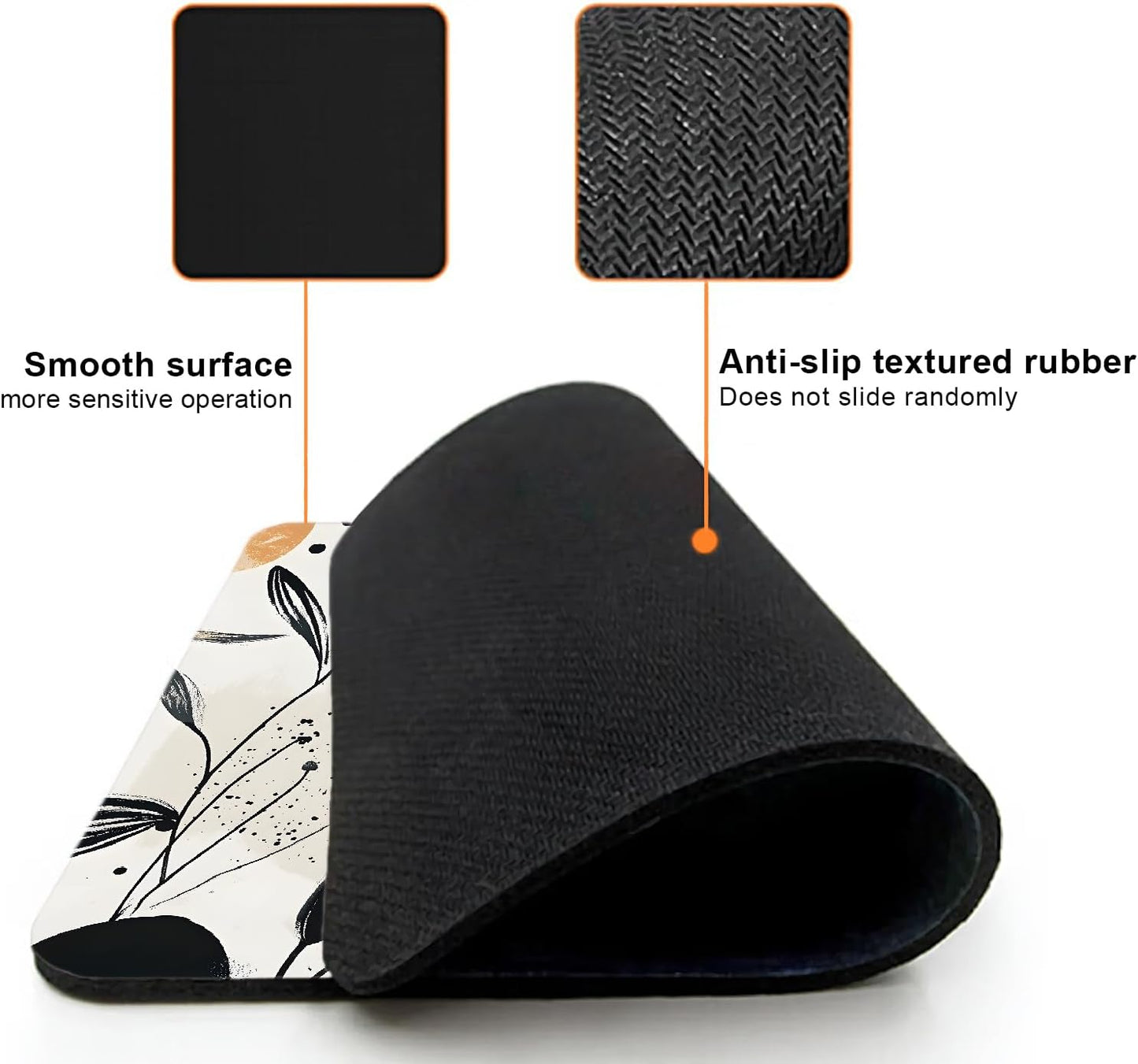 Mouse Pad, Cute Modern Abstract Art Boho Mouse Pads for Desk, 9.5" x 7.9" Non-Slip Rubber Base Computer Mousepad with Women, Portable Square Design for Wireless Mouse and Pad Laptop Office & Travel