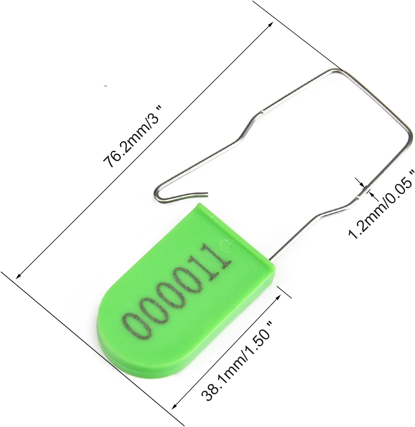 500PCS Plastic Padlock Security Seals Metal Wire Padlocks Electric Meter Lockout Tags Self-Locking Numbered Anti Tamper Seal Tags Green