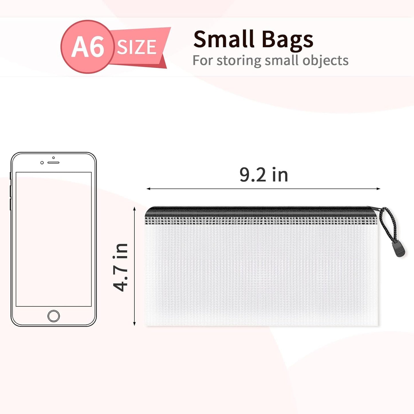 Umriox Zipper Pencil Pouches, 9.2 x 4.7 in (Black, 12 Pack), Pencil Pouches Bulk, Clear Pencil Pouch for Office Supplies Cosmetics Travel Accessories