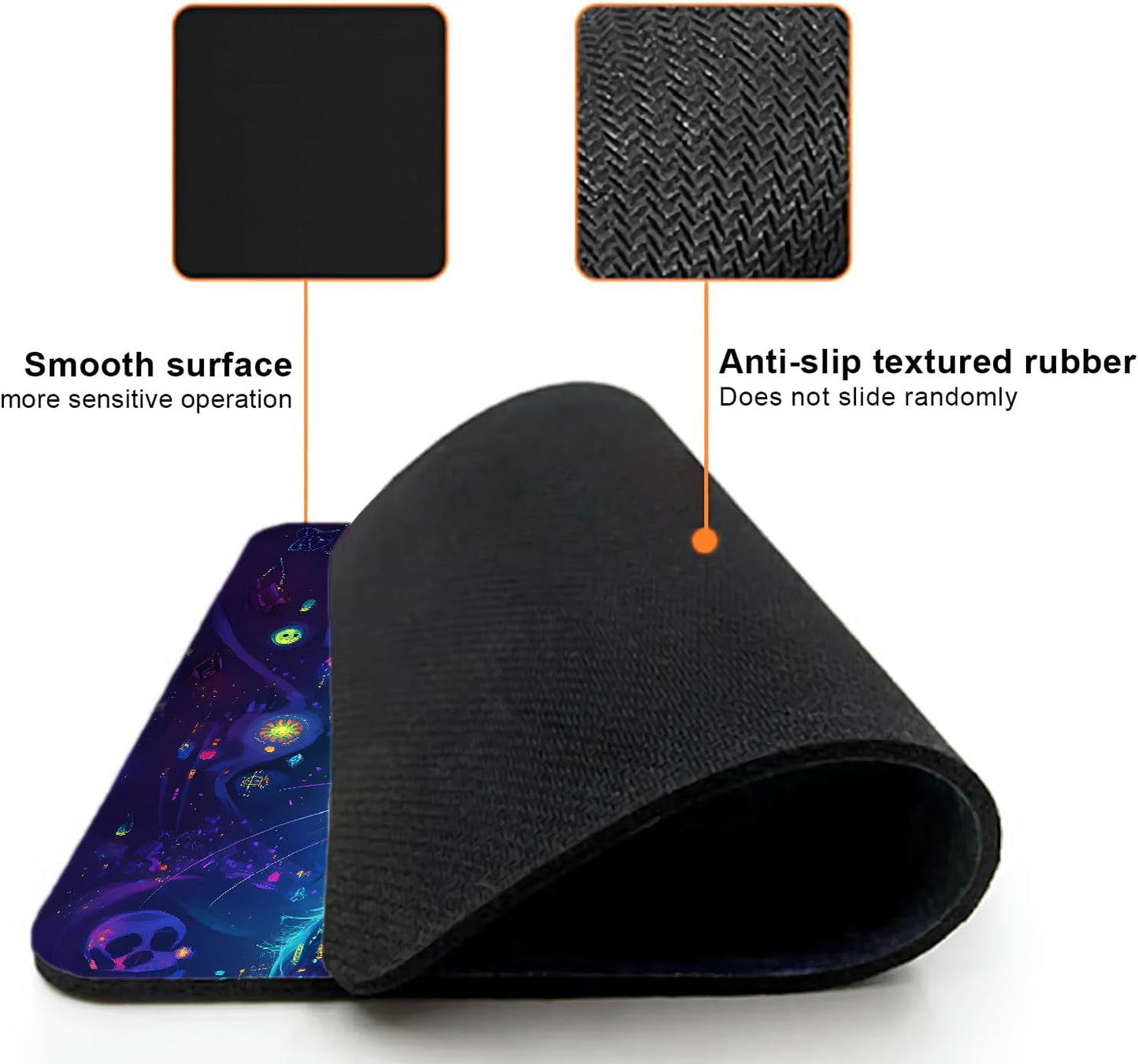 Mouse Pad, Cute Purple Cartoon Cat Mouse Pads for Desk, 9.5" x 7.9" Non-Slip Rubber Base Computer Mousepad with Women, Portable Square Design for Wireless Mouse and Pad Laptop Office & Travel