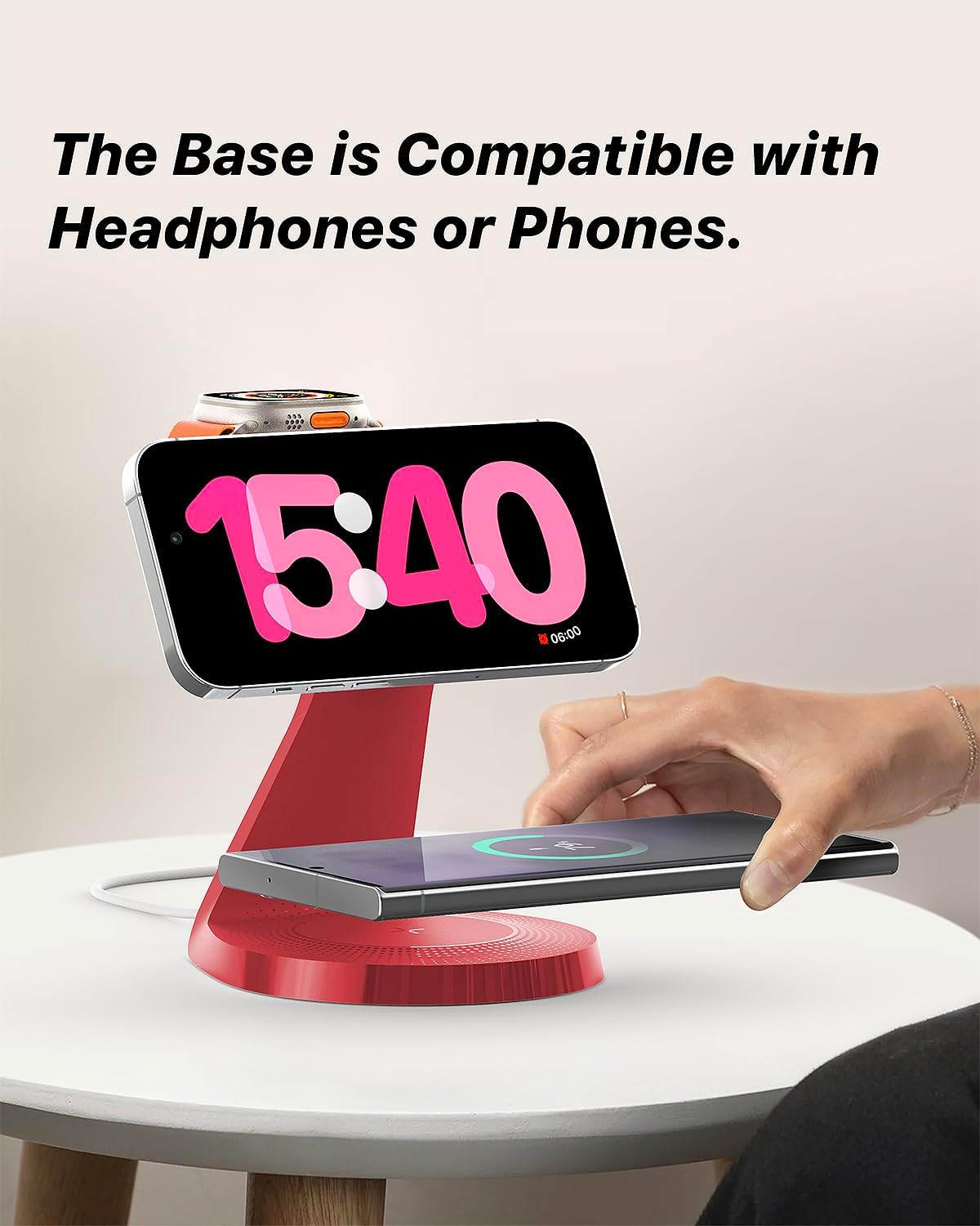 3 in 1 Charging Station for Apple Devices,Mag-Safe Charger Stand Fast Charging,Wireless Charger for iPhone 16/15/14/13/12 Series,& AirPods,& iWatch(USB-C Charger Included)