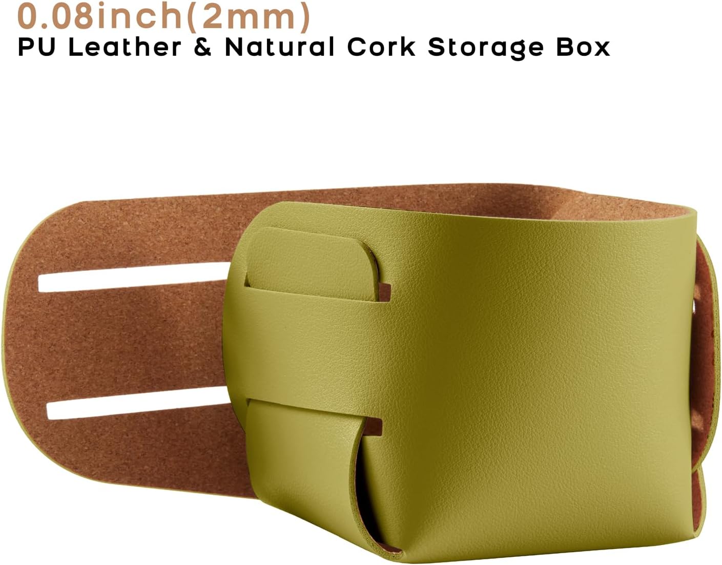 HOMIEAZICOZI 2-Pack Cork Leather Desk Accessories Storage - Pencil Pen Holder - Makeup Brush Holder Organizer - Stylish Addition to Home Decor (Olive Green)