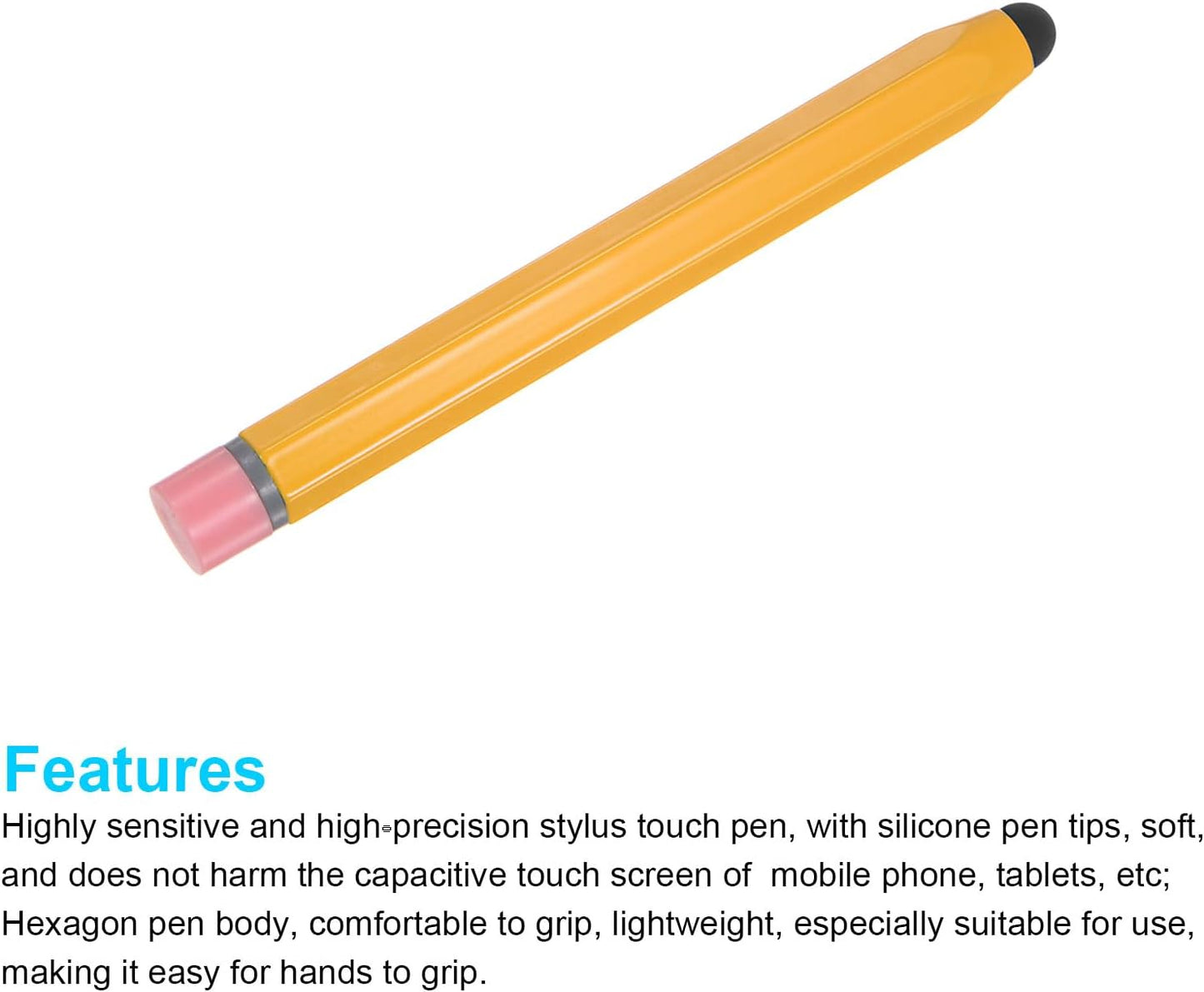 MECCANIXITY 2pcs Stylus Pens for Touch Screens Hexagon Crayon Stylus Pen Universal Capacitive Stylus for All Touch Screen Devices, 3.8" Yellow
