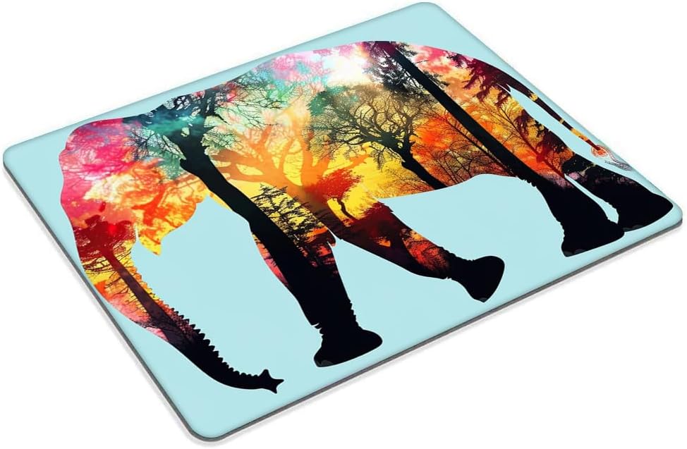 Square Mouse Pad Colorful Forest Elephant-1,Gaming Mouse Pads for Desk,Soft Computer Waterproof Non-Slip Mouse Mat