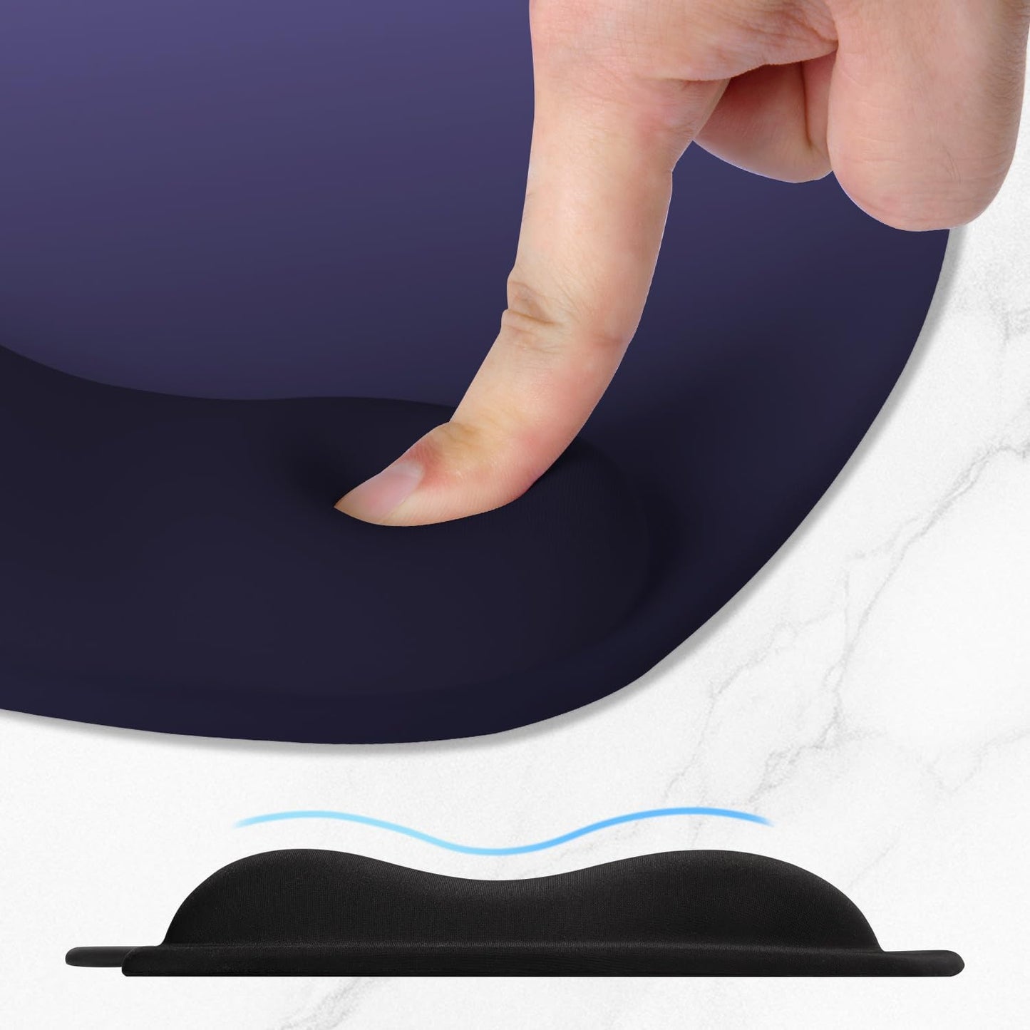 ITNRSIIET Ergonomic Mouse Pad, Cushioned Gel Wrist Rest, Non-Slip Base, Smooth Surface, Compatible with All Mice for Office & Gaming, Desk Accessory, 9.5 x 8.2 inch, Violet Gradient