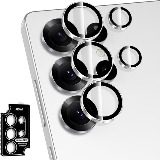 for Samsung Galaxy S25 Ultra Camera Lens Protector, Individual Metal Ring Tempered Glass Lens Cover, [Strong Adsorption] Scratch Resistant Ultra-Thin HD Clear Lens Cover, 1 Set-Slivery Ring