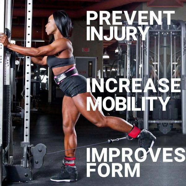 Schiek Sports 1707 Ankle Cuffs - Ideal for Glute Kickbacks and Cable Machine Workouts - Durable and Built To Last