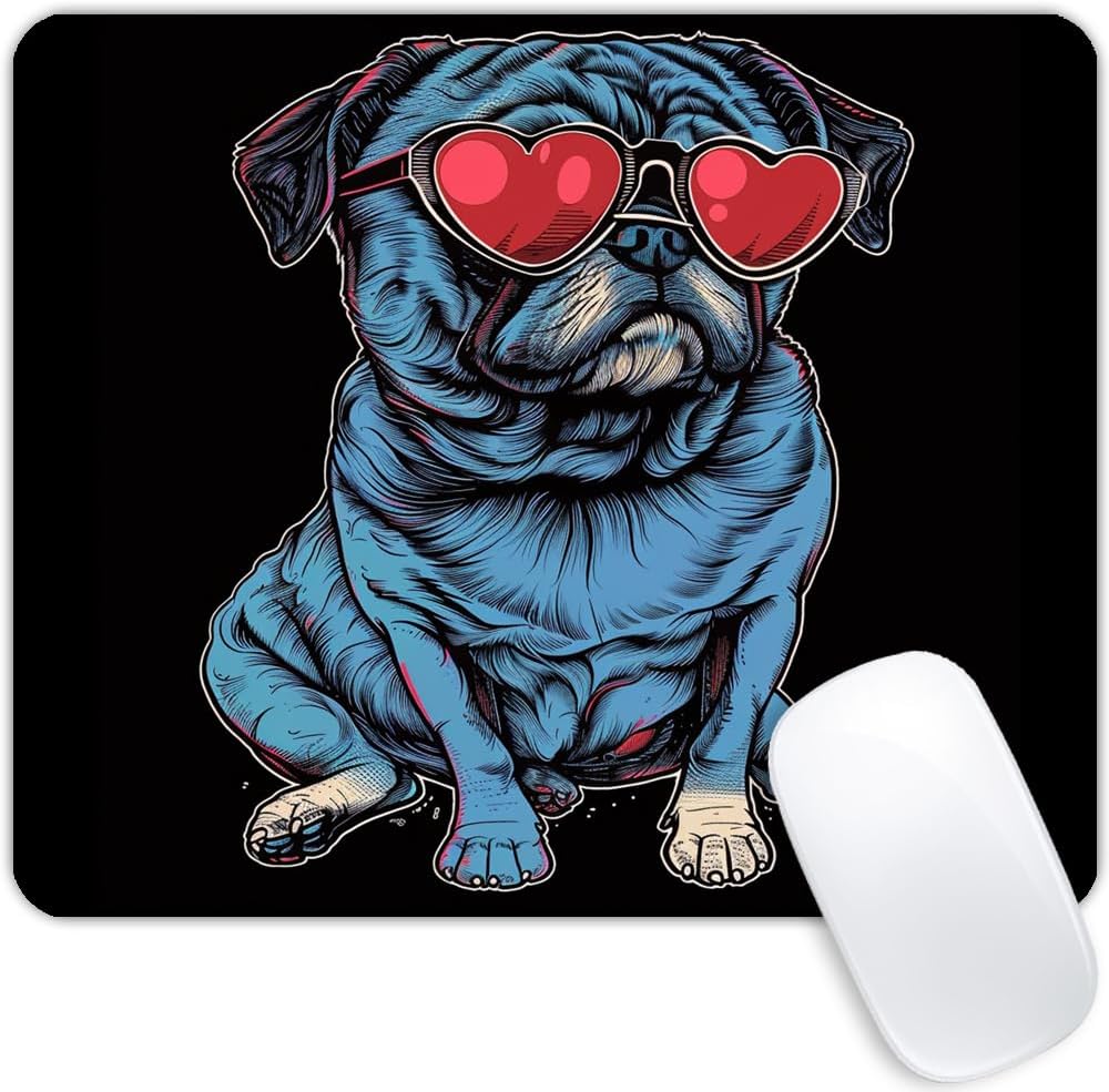 Square Mouse Pad Cool Dog with Sunglasses-1,Gaming Mouse Pads for Desk,Soft Computer Waterproof Non-Slip Mouse Mat