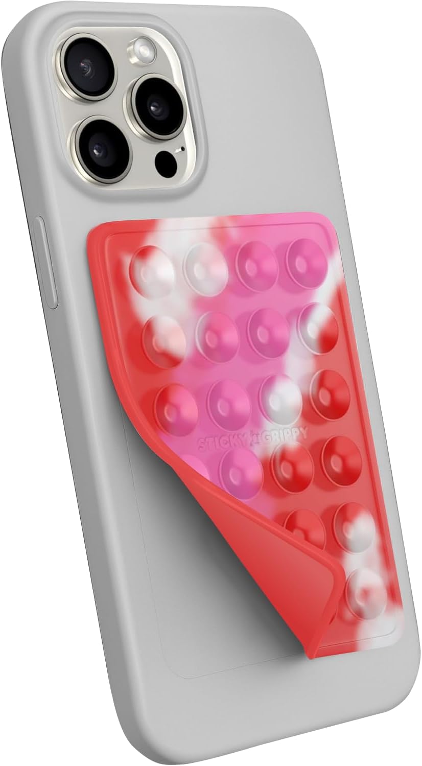Suction Phone Case Mount, Sillicon Adhesive Phone Accessory for iPhone and Android, Hands-Free Fidget Toy Mirror Shower Phone Holder, Tiktok Videos and Selfies (Pink Candy)
