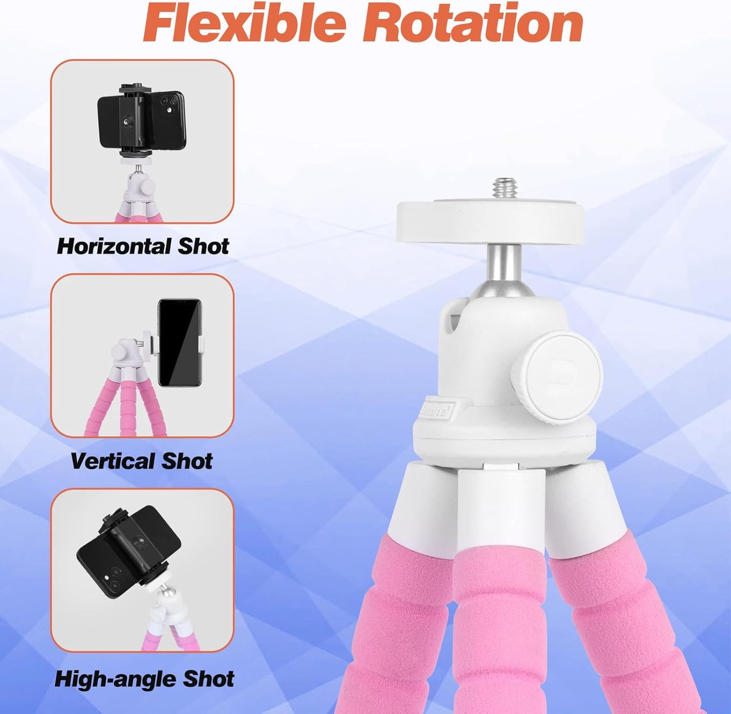 UBeesize Flexible Phone Tripod with Wireless Remote and Clip, Cell Phone Stand for Video Recording (Pink)