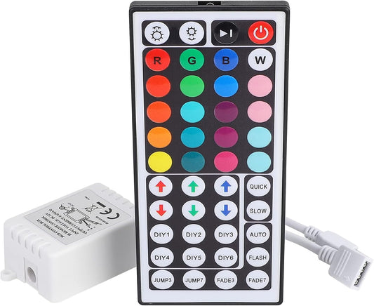 SUPERNIGHT RGB LED Light Strip Remote Controller, Dimmer for RGB LED Strip Lights, 44 Key Wireless IR Remote Controller for SMD 5050 3528 Rope Lights