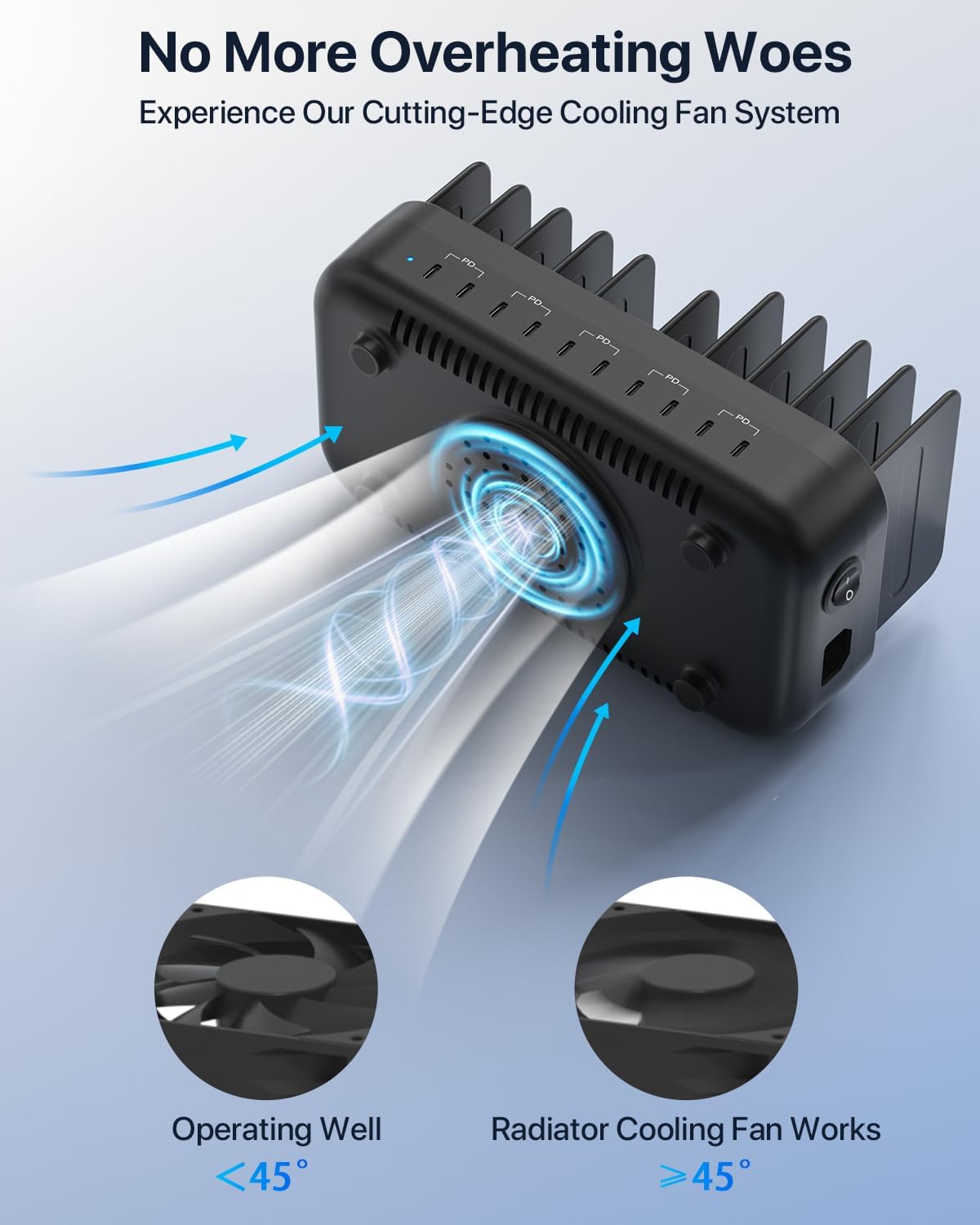 SooPii USB Charging Station,100W Fast Charging Station for Multiple Devices with 10pcs USB C Cables, 10-Port Type C Phone Charger Station Organizer Compatible with lPad,Tablet,Kindle and More(Black)