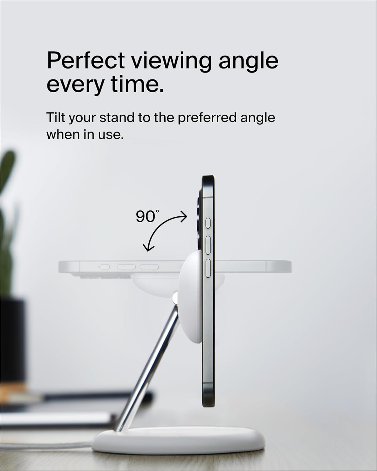 Belkin MagSafe-Compatible 3-in-1 Wireless Charger Stand 15W - Qi2-Certified Wireless Charging Station, Fast Charging of iPhone 16, AirPods, & Apple Watch - 36W Included - White