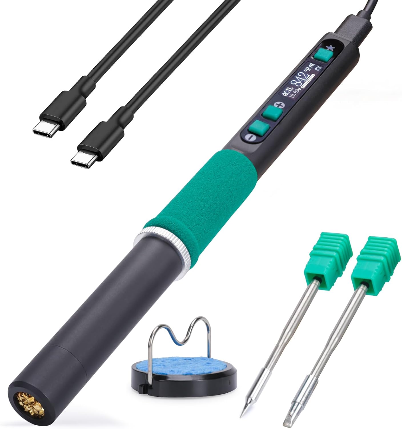 YIHUA 928D-IV Soldering Iron Kit with Type-C Port, Fast-Heating with C235 Cartridge, 194~842°F Temperature Adjustable, PD/QC/Adaptive Protocols, LCD Display, and Multi-Functional Cover