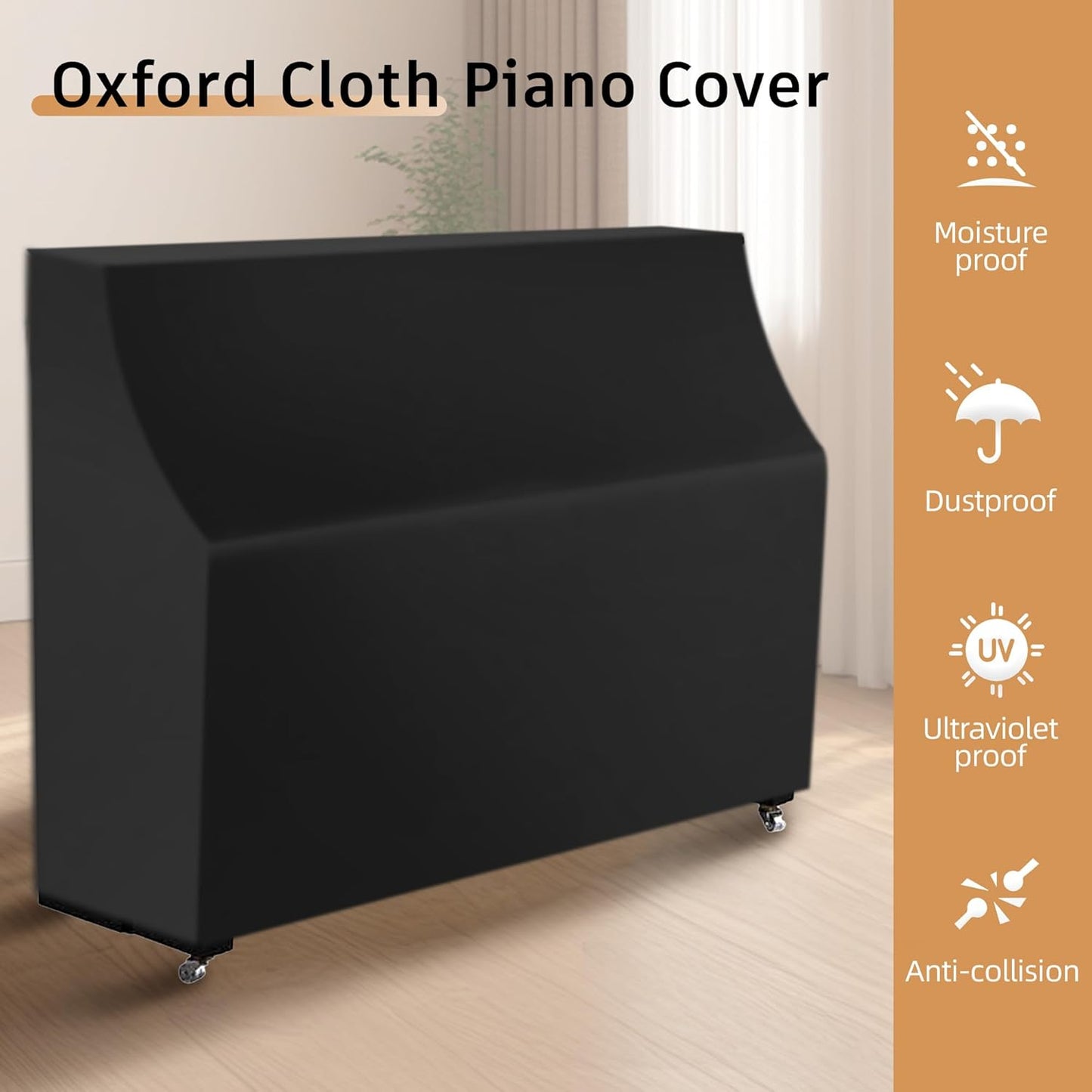 Upright Piano Keyboard Dust Cover, Stretchy Music Dirt Proof Keyboard Cover With Durable Elastic & Cord Lock Must Have Piano Accessories
