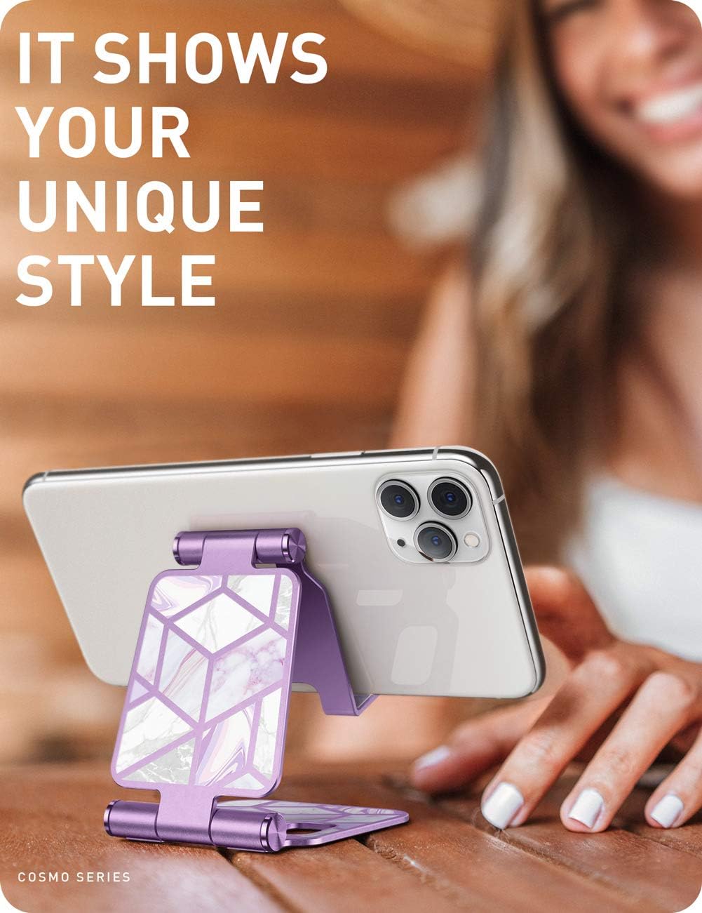 i-Blason Cell Phone Stand for Desk, Cell Phone Holder, Fits All Smart Phones, iPhone 16 15 14 13 Pro Max, Foldable Phone Stand Holder, Purple