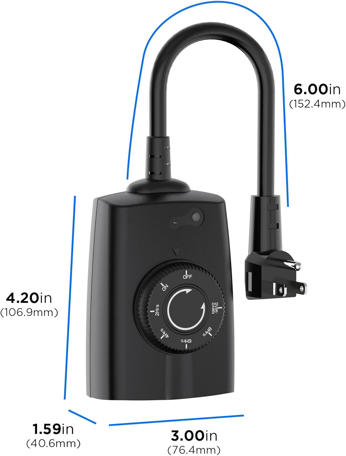 G-Homa Outdoor Timer, Dusk to Dawn Timer, Outdoor Light Timers Waterproof, 2 Grounded Outlets Timers for Christmas Lights, 15A 1/2HP, CSA Listed, Light Sensor Timer 2Pack, Black, OT1004D