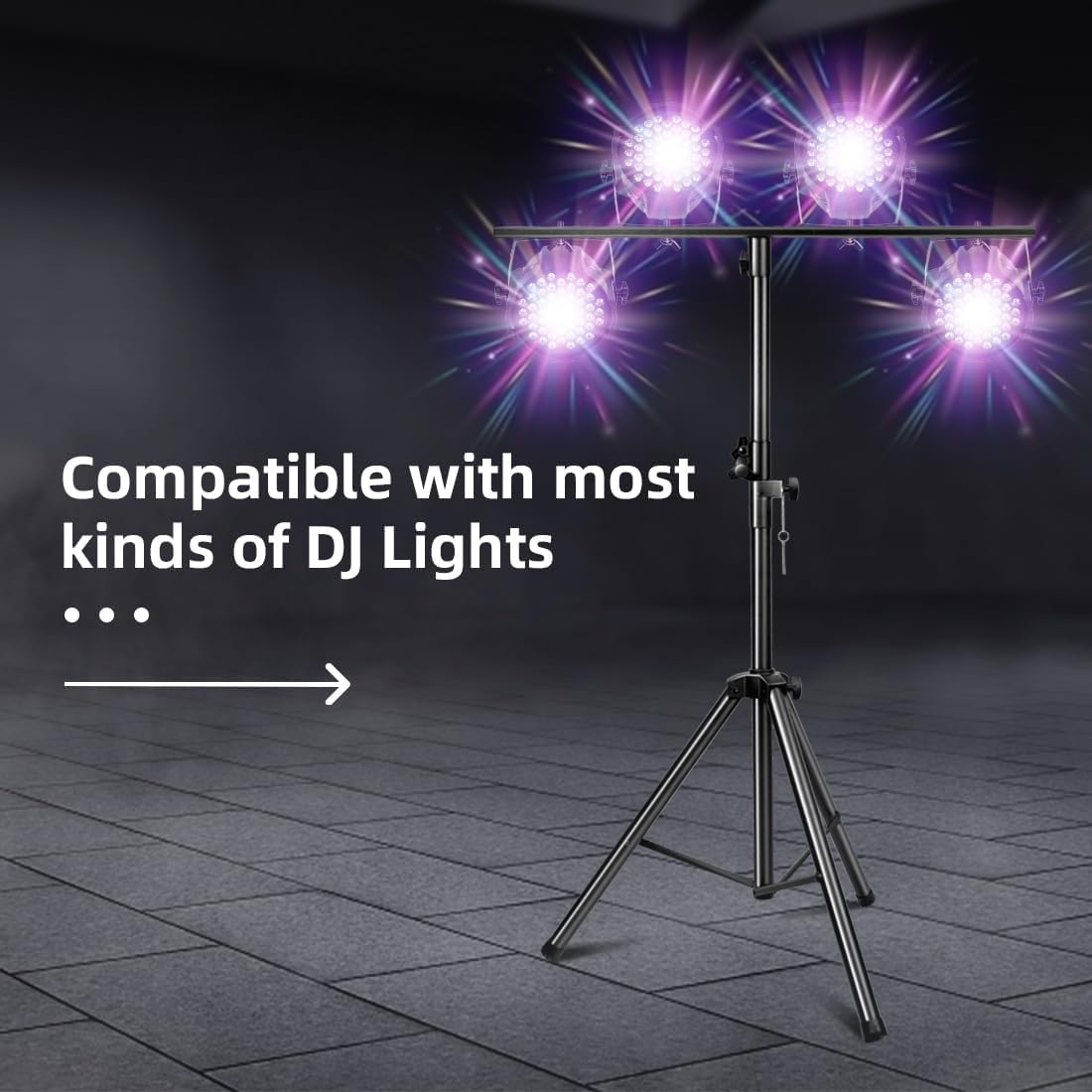 DJ Lights Stand, Heavy Duty DJ Stand 1 Pack, Portable Par Can Tripod Stage Light Stand Adjustable Height 41-95 Inch, DJ Lighting T Bar Suitable for Stages, Bar, Banquet, Party