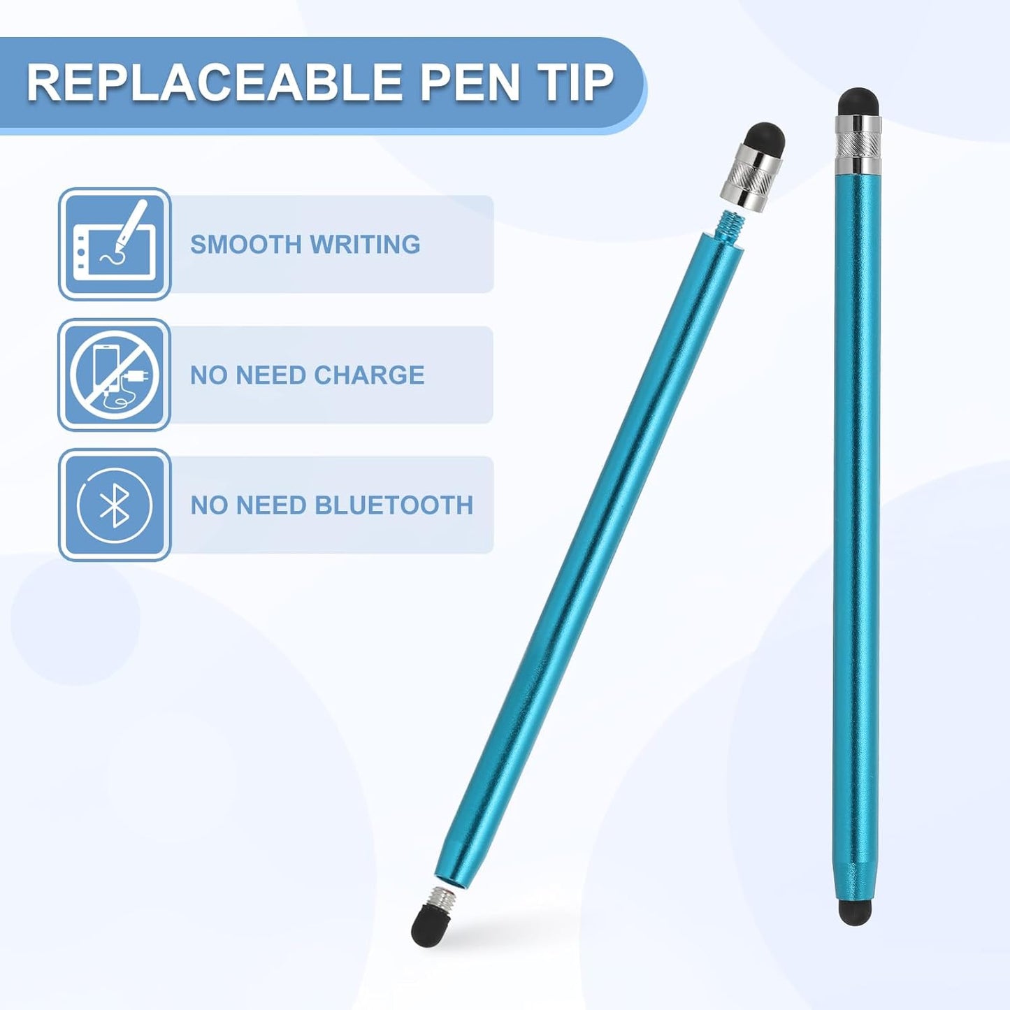 PATIKIL 5 Pcs Stylus Pens for Touch Screens, 2 in 1 High Sensitivity Universal Pen Capacitive Stylus for Phone Tablets Laptop Touch Screen Devices, Blue