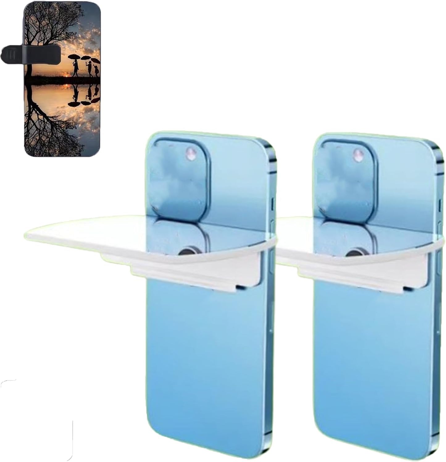 Mirror Effect Lens - Capture Stunning Reflections Instantly, Smartphone Camera Mirror Reflection Clip Kit, Mirror for Phone to Use Back Camera (White*2pcs)