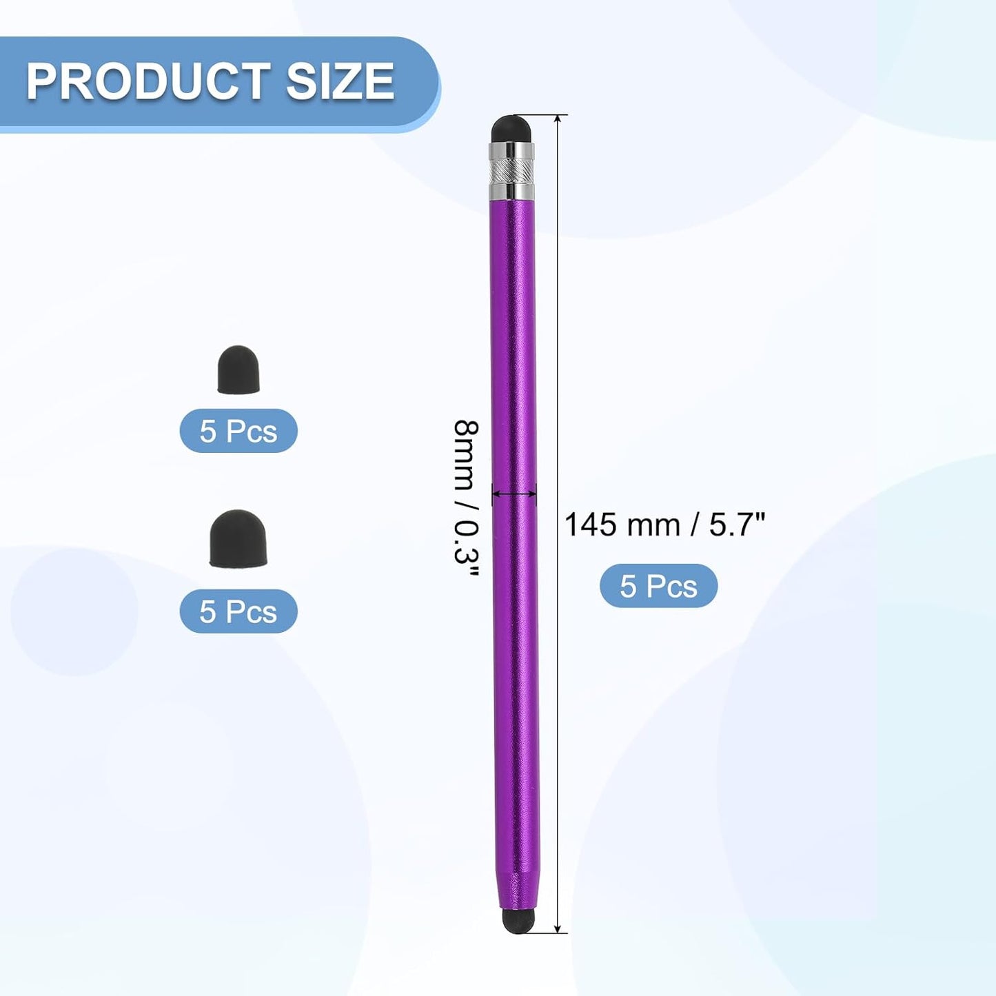 PATIKIL 5 Pcs Stylus Pens for Touch Screens, 2 in 1 High Sensitivity Universal Pen Capacitive Stylus for Phone Tablets Laptop Touch Screen Devices, Purple