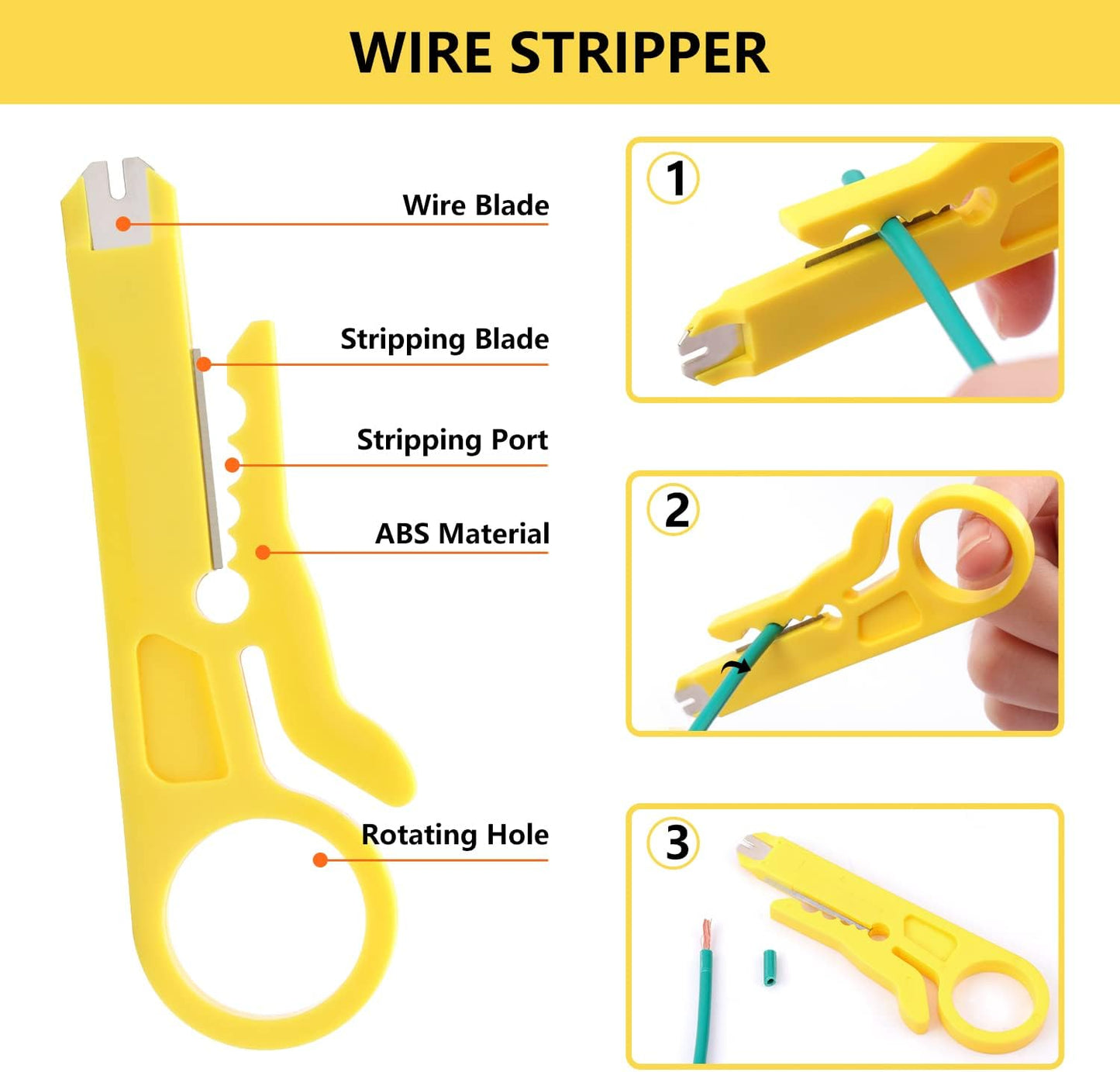 Delgada RJ45 Ethernet Crimping Tool kit,4in1 Professional Cutter Stripper Network Crimper for RJ-11,6P/RJ-12,8P/RJ-45 Crimp,with 20pcs Cat5 Cat5e RJ-45 Connectors-20PCS Covers-1 Network Wire Stripper